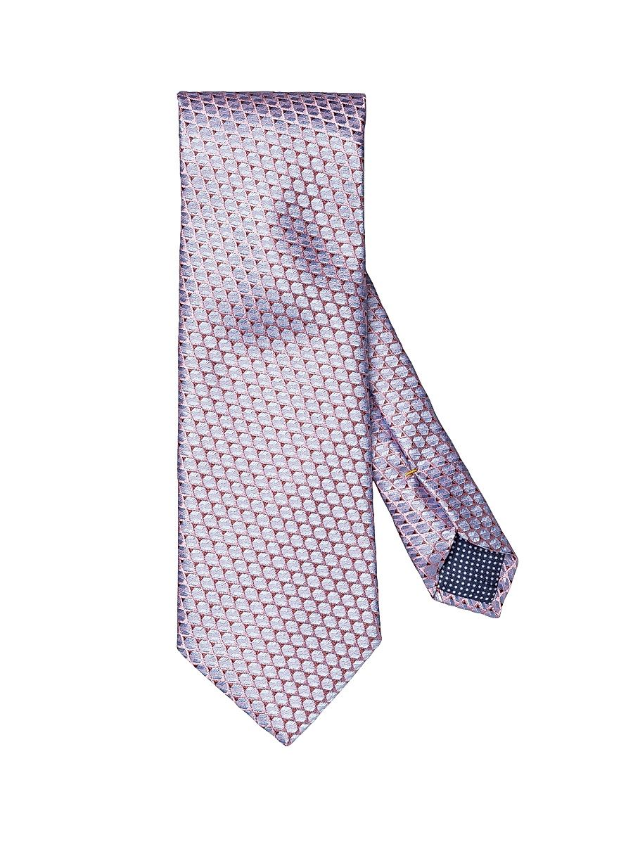 Men's Geometric Woven Silk Tie - Pink