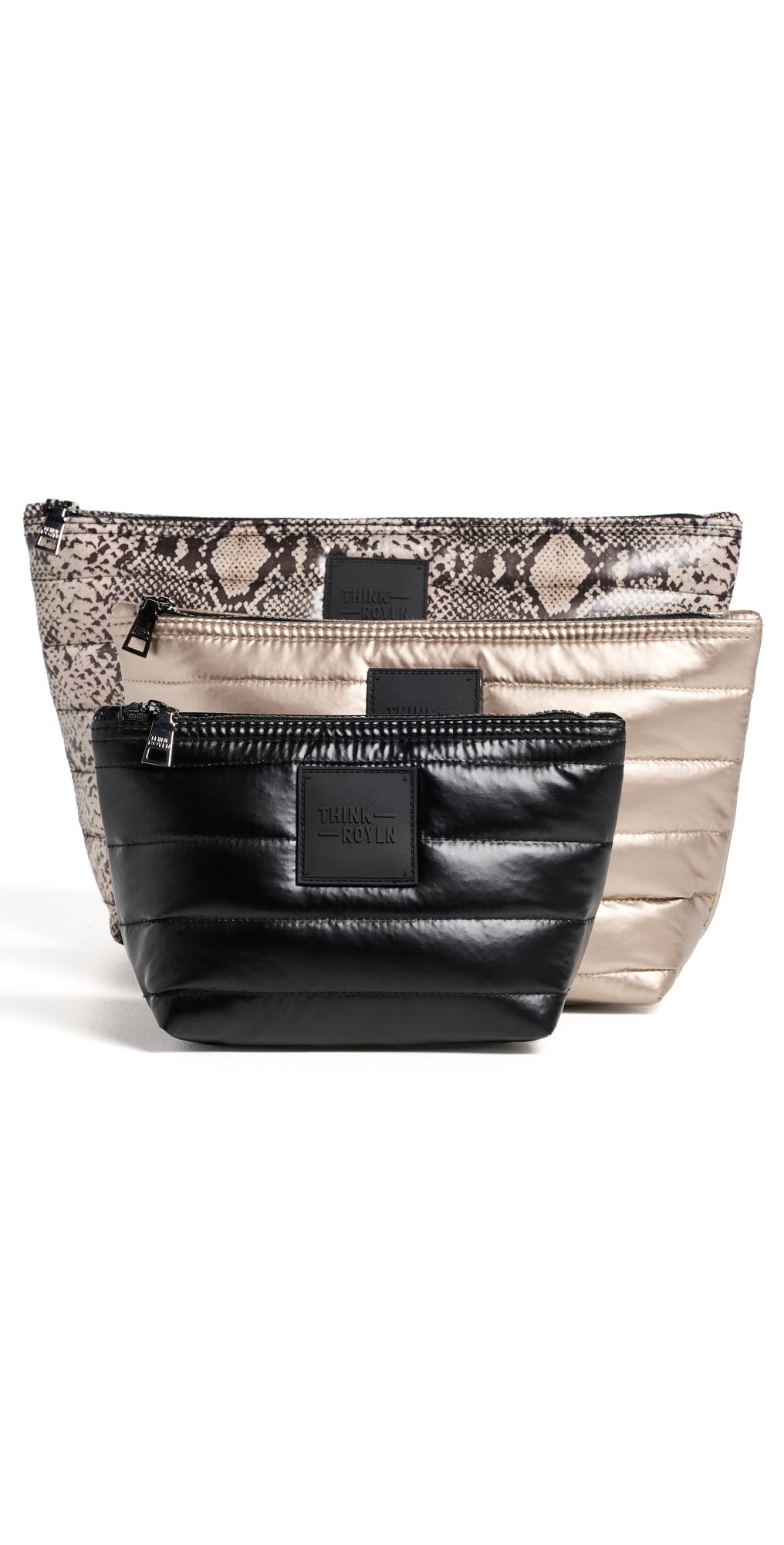 Think Royln Travel Trio Pouches Python/Pearl Cashmere/Black One Size