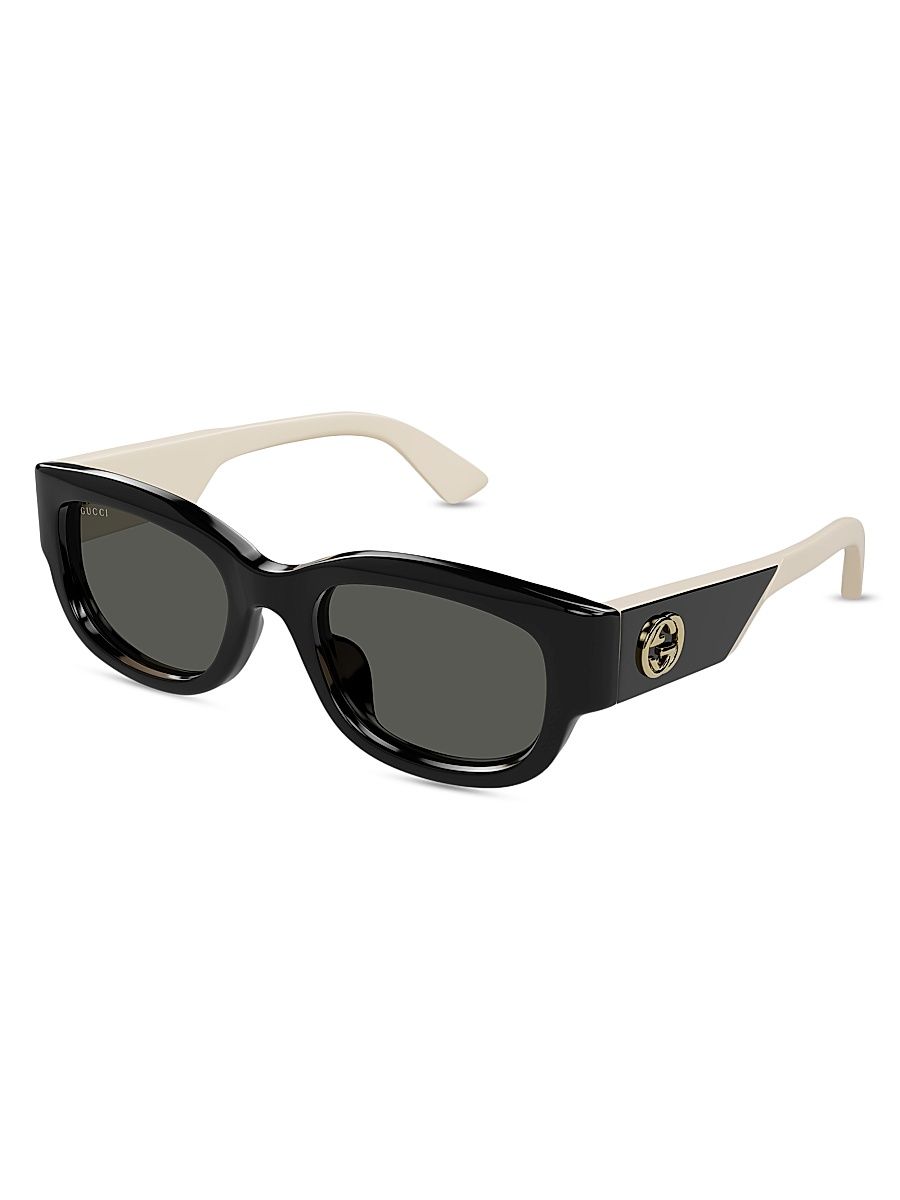 Women's Oblique 54MM Round Sunglasses - Grey Black Ivory