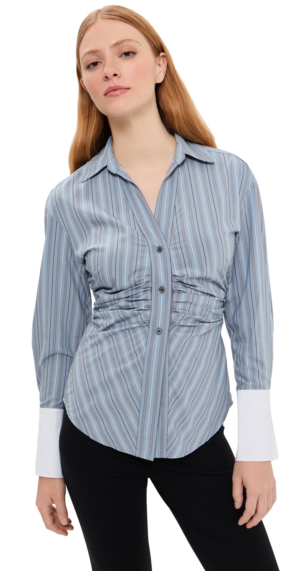 Veronica Beard Devra Button Down Shirt Blue River Multi 4
