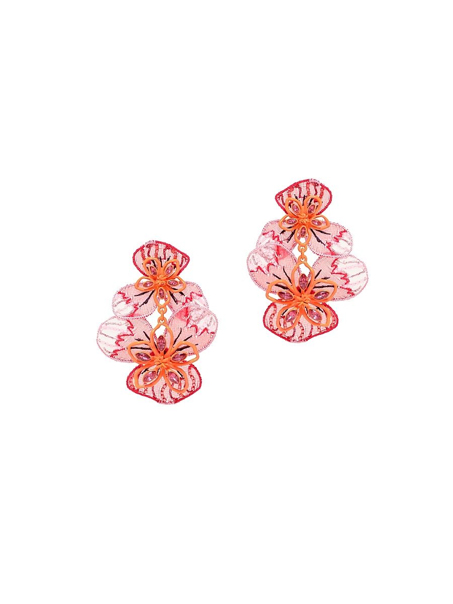 Women's Rehana 14K-Gold-Plated & Mixed-Media Flower Drop Earrings - Orange Multi