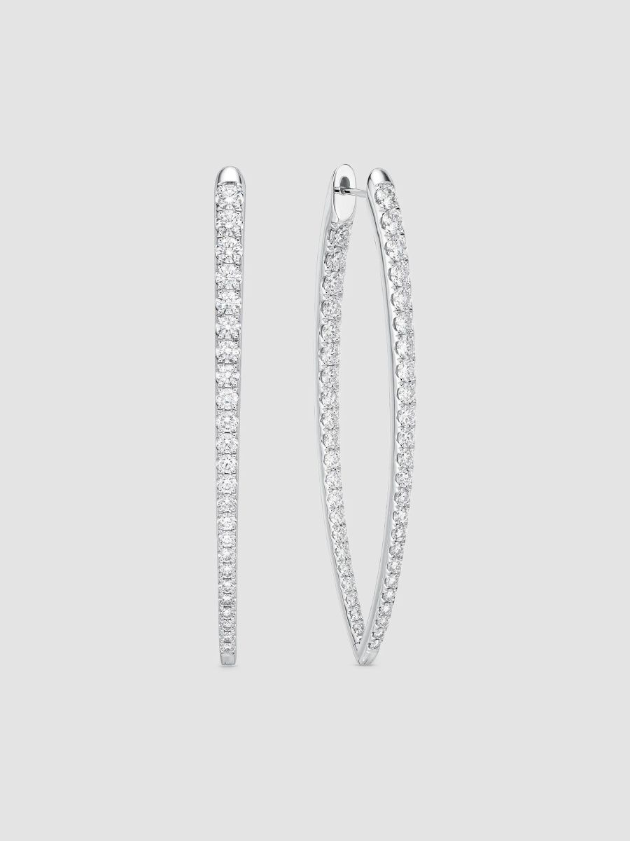 Women's Imperial 18K White Gold & 3.29-3.45 TCW Diamond Marquise-Shaped Hoop Earrings - White Gold