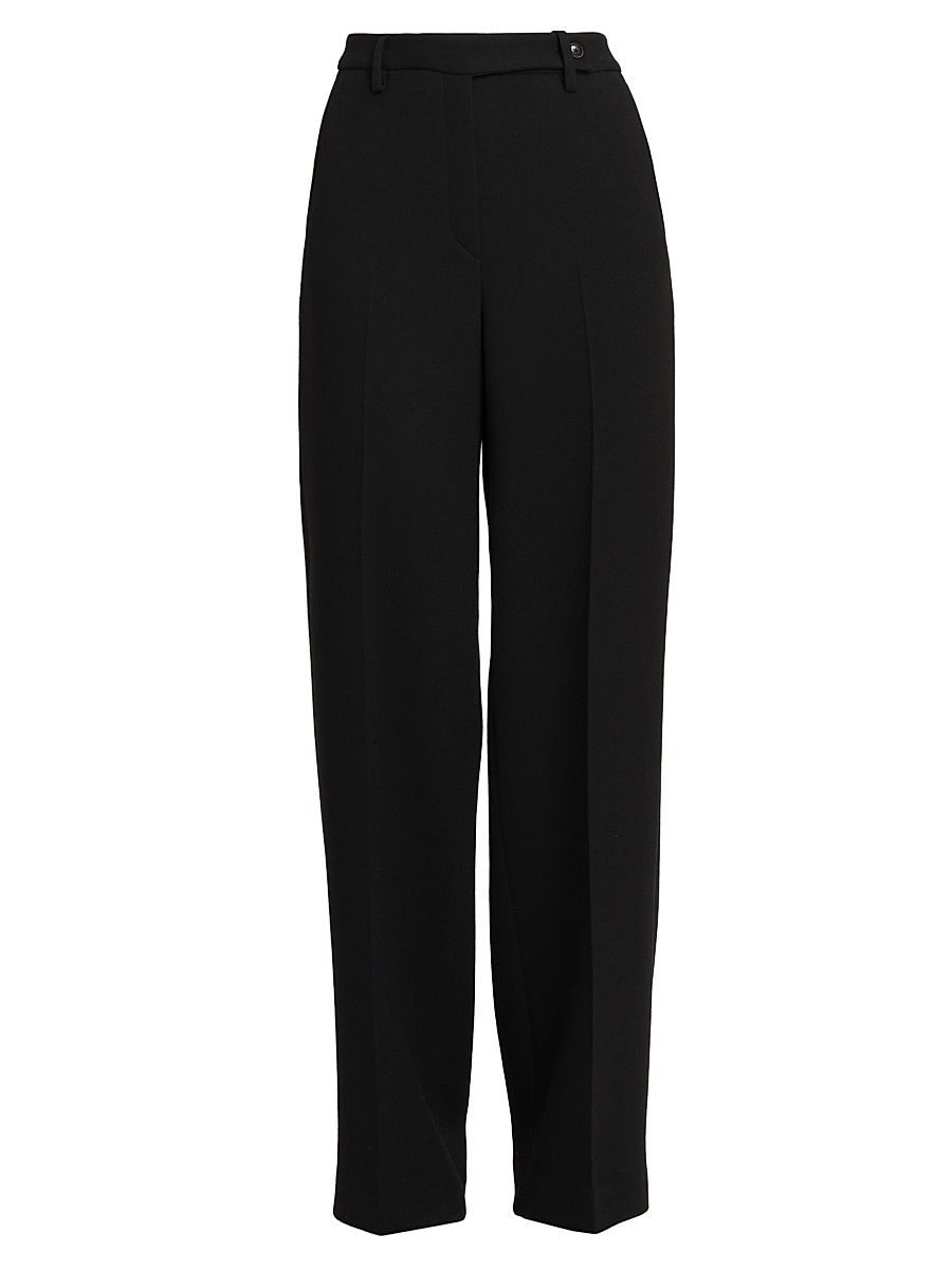 Women's Crepe Wide-Leg Trousers - Black - Size 8