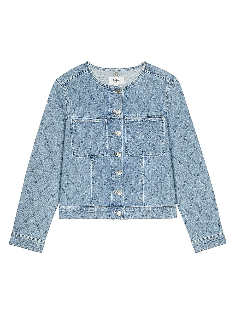 Women's Lido Washed Denim Crop Jacket - Quilted Stud - Size XS