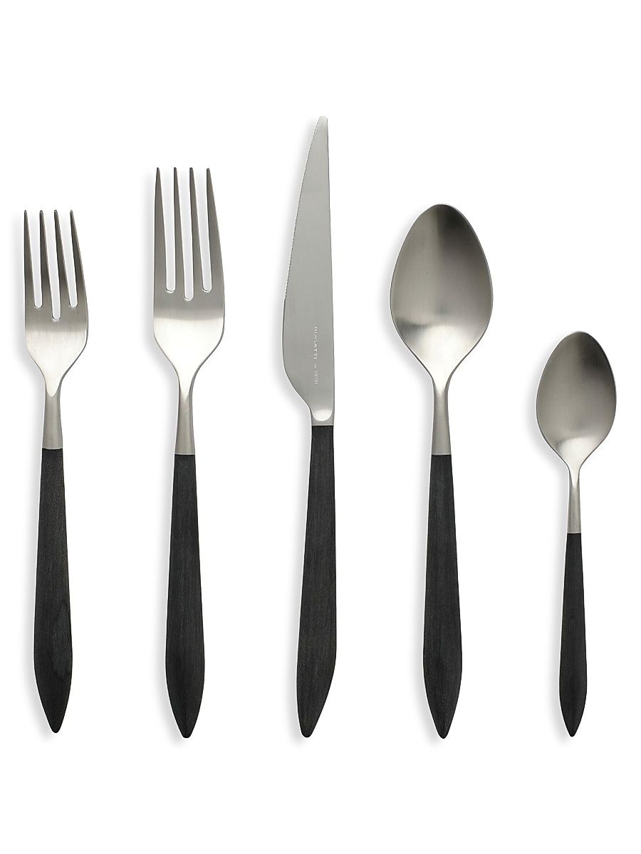 Ares Argento & Black 5-Piece Flatware Set - Silver Black