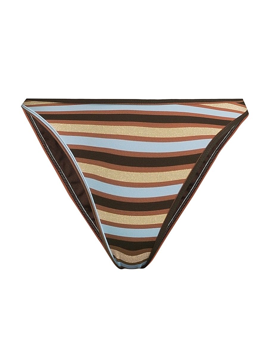 Women's Isla Striped Bikini Bottom - Beach Brown Stripe - Size XL