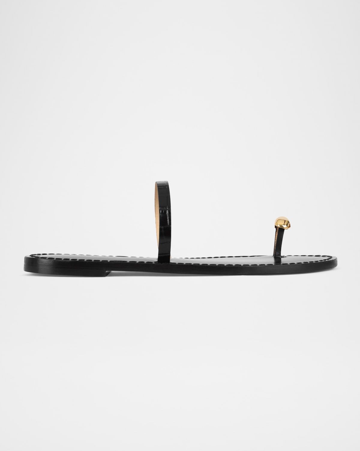 The Kibera Croc-Embossed Leather Toe-Ring Flat Sandals