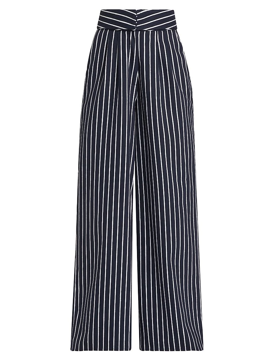 Women's Ryu Pinstripe Pants - Navy White Stripes - Size XS