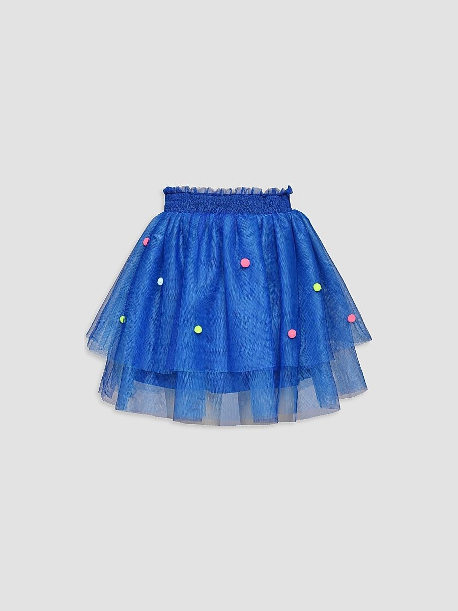 Girl's Little Girl's & Girl's Pompom Tiered Tutu Skirt - Blue - Size 7