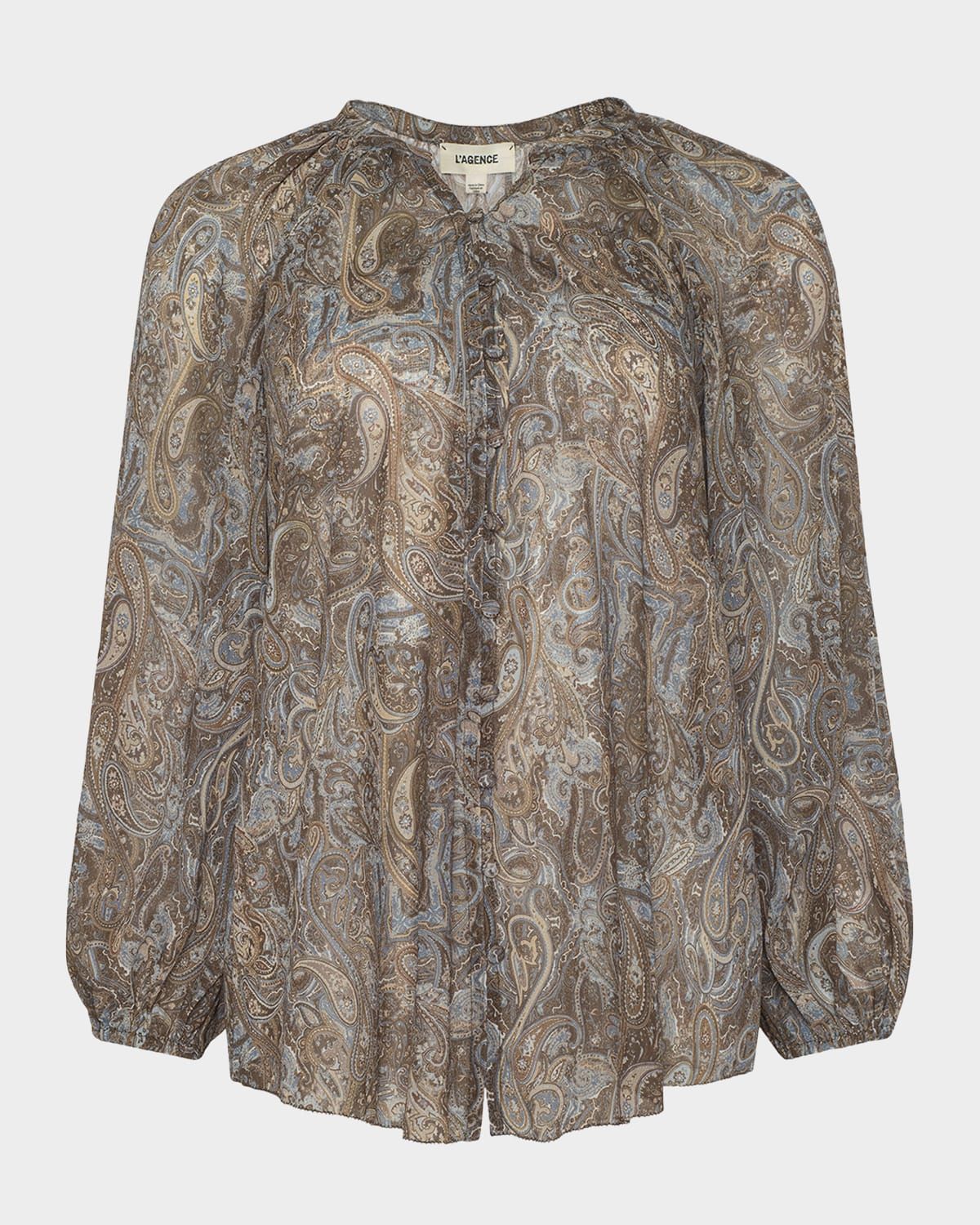 Teagan Paisley Dolman-Sleeve Blouse