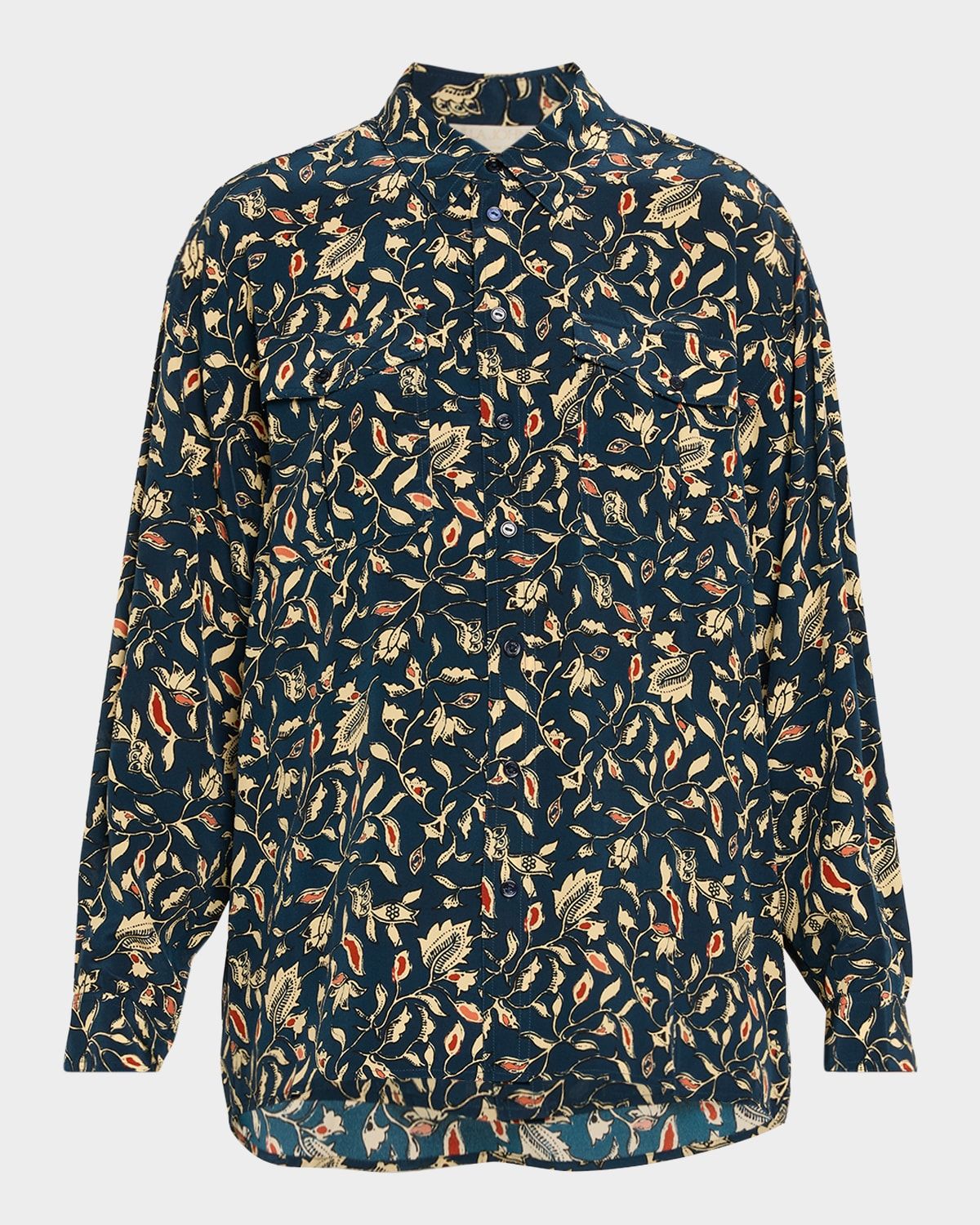 Soren Floral Silk Button-Front Shirt