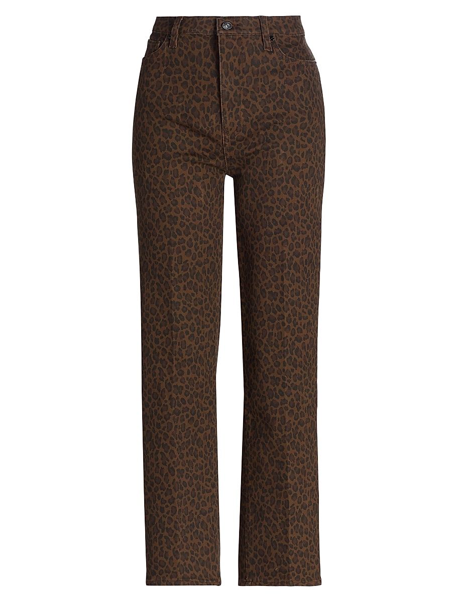 Women's Le Sleek Leopard Straight-Leg Jeans - Leopard - Size 31