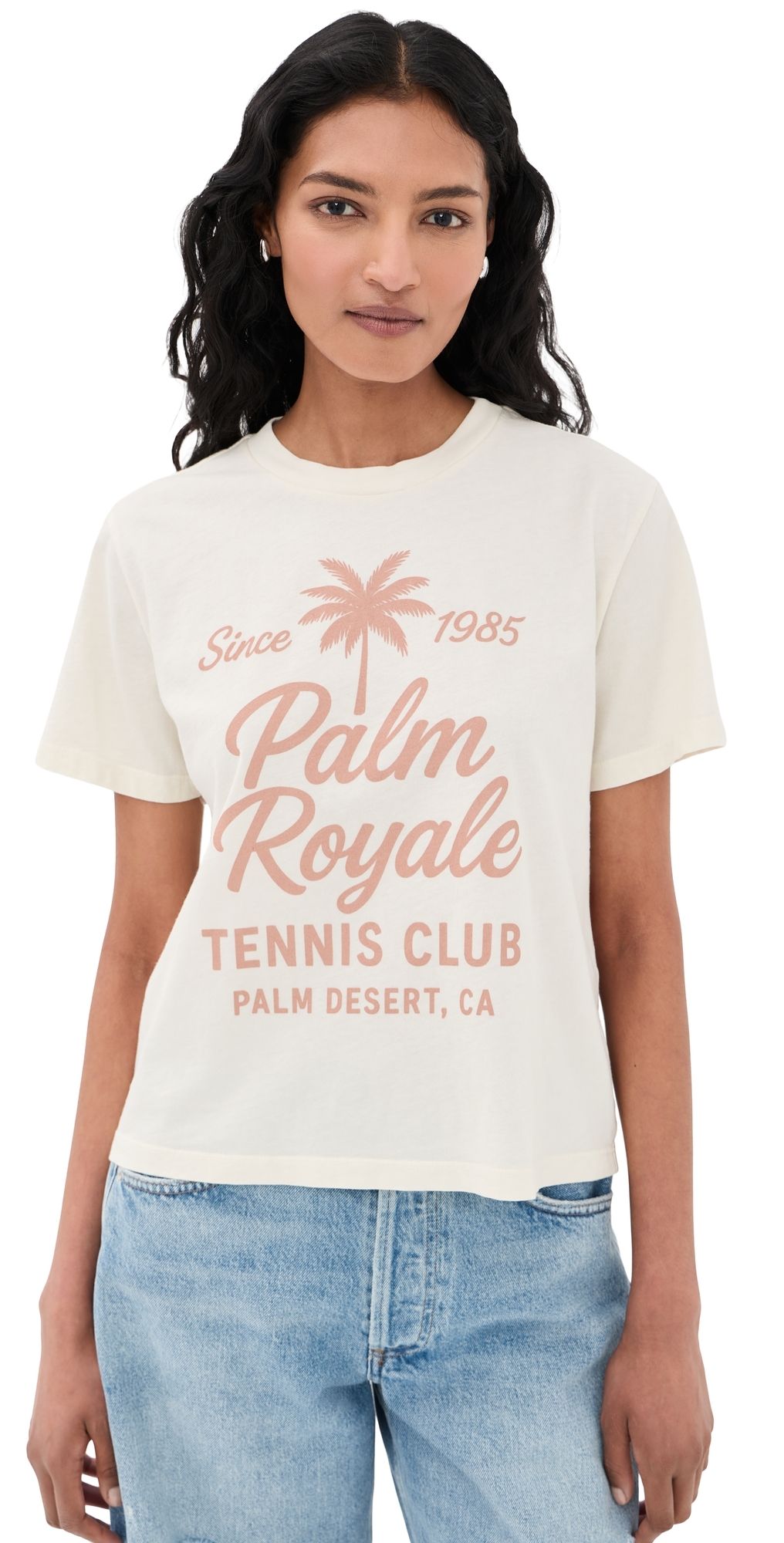 Sunny Somewhere Palm Royale Tennis Everyday Tee Off White L