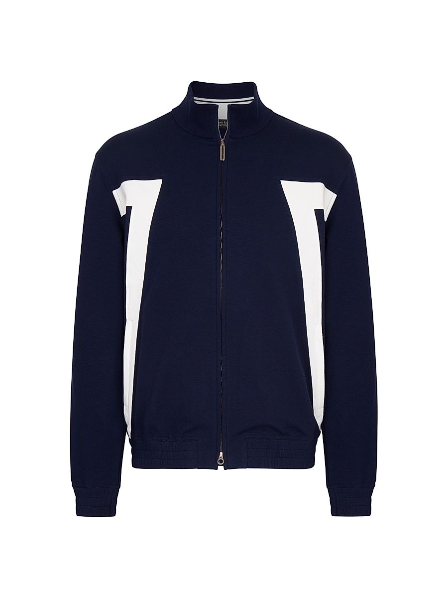 Men's Cotton Blend Jogging Blouson Sweater - Blue - Size 50