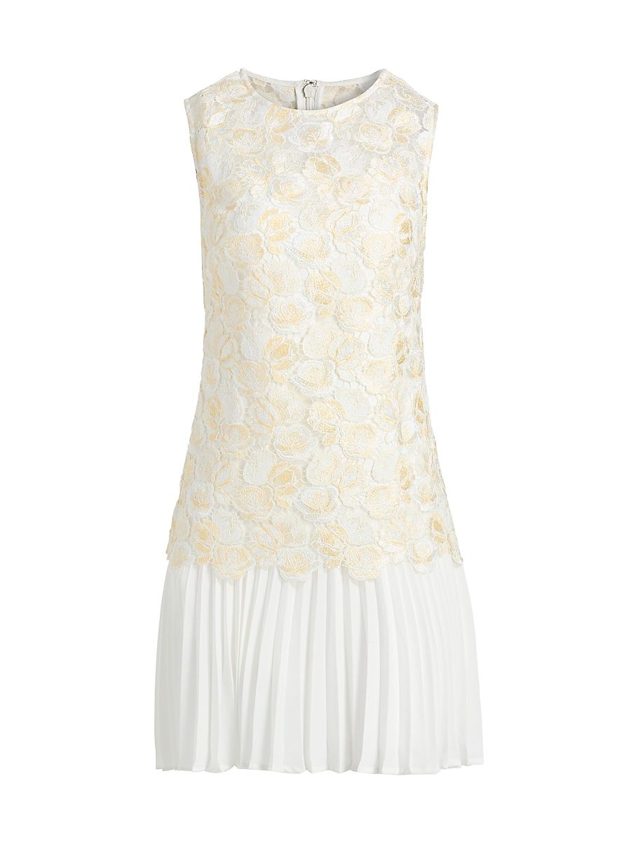 Women's Maggie Embroidered Pleated Minidress - Ecru - Size 12