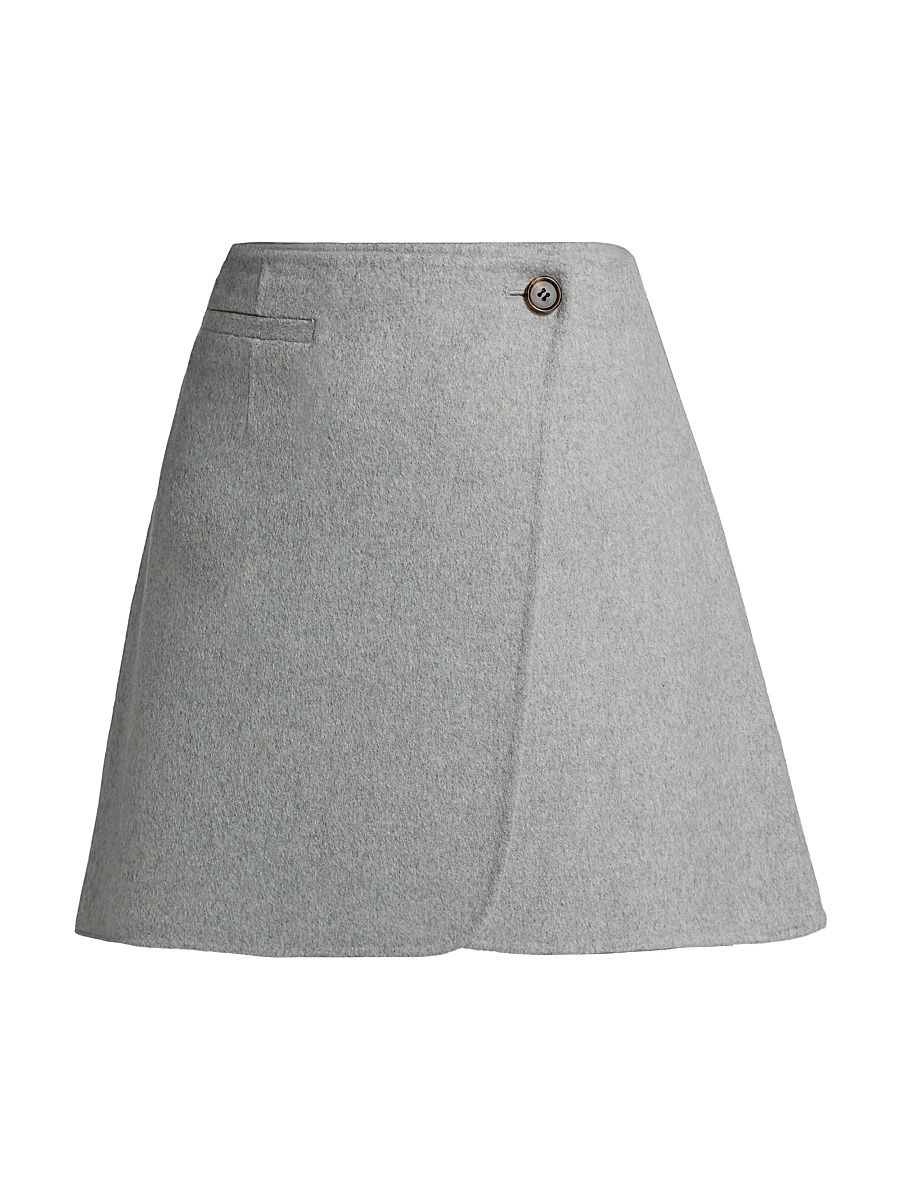Women's Round Wrap Miniskirt - Melange Grey - Size 12