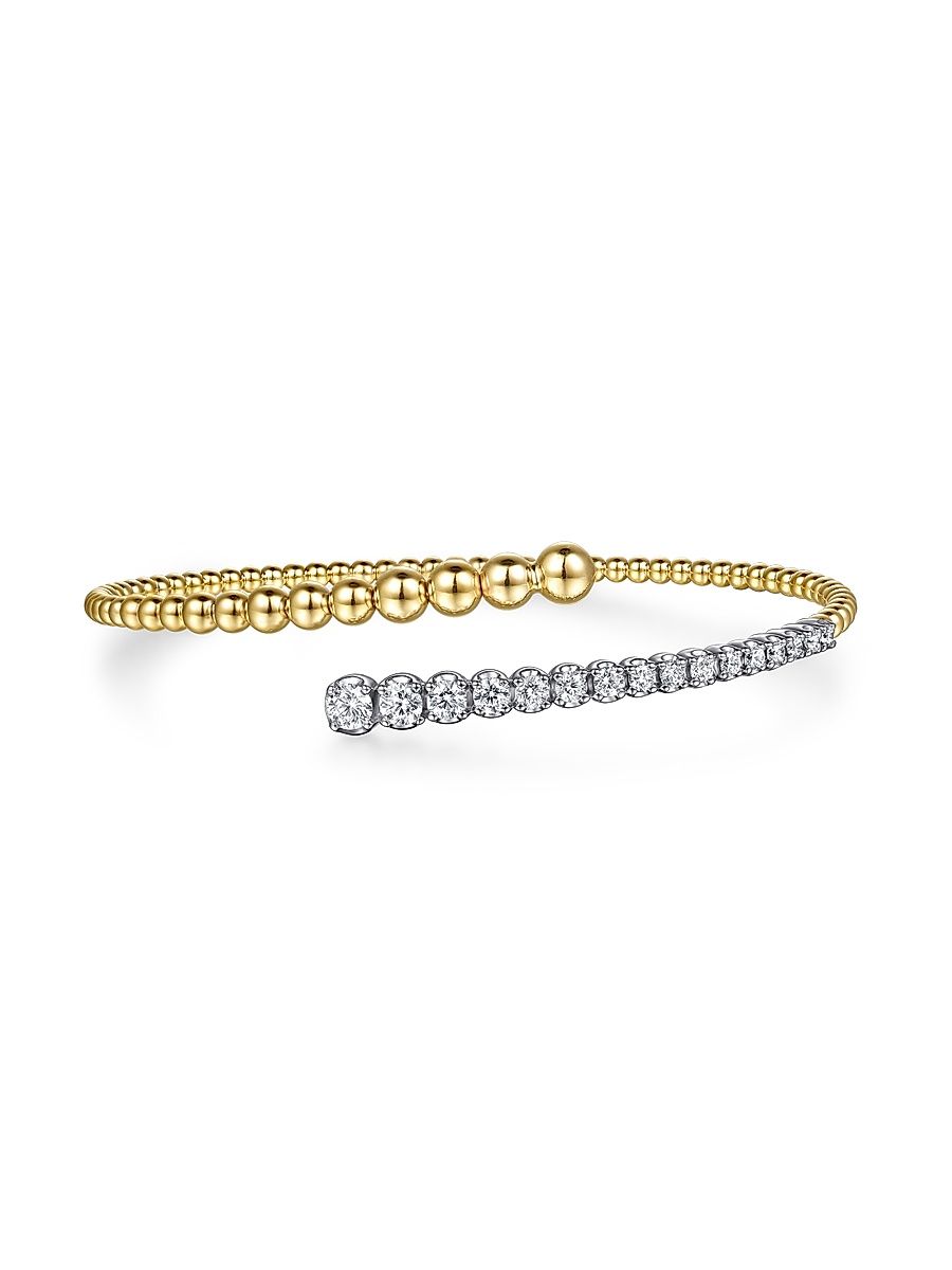Women's Bujukan 14K White & Yellow Gold & 0.75 TCW Diamond Bypass Cuff Bracelet - Yellow Gold
