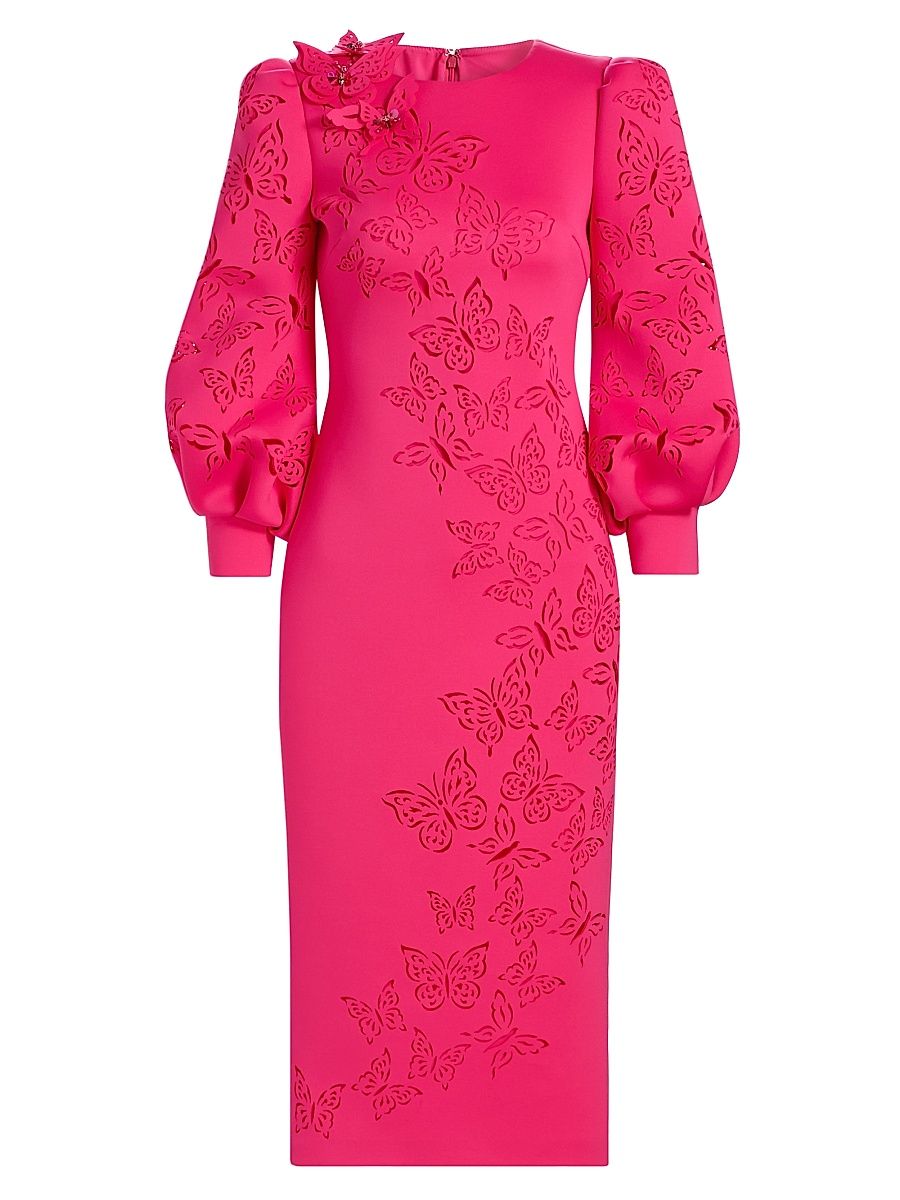 Women's Butterfly Scuba Cocktail Dress - Magenta - Size 16