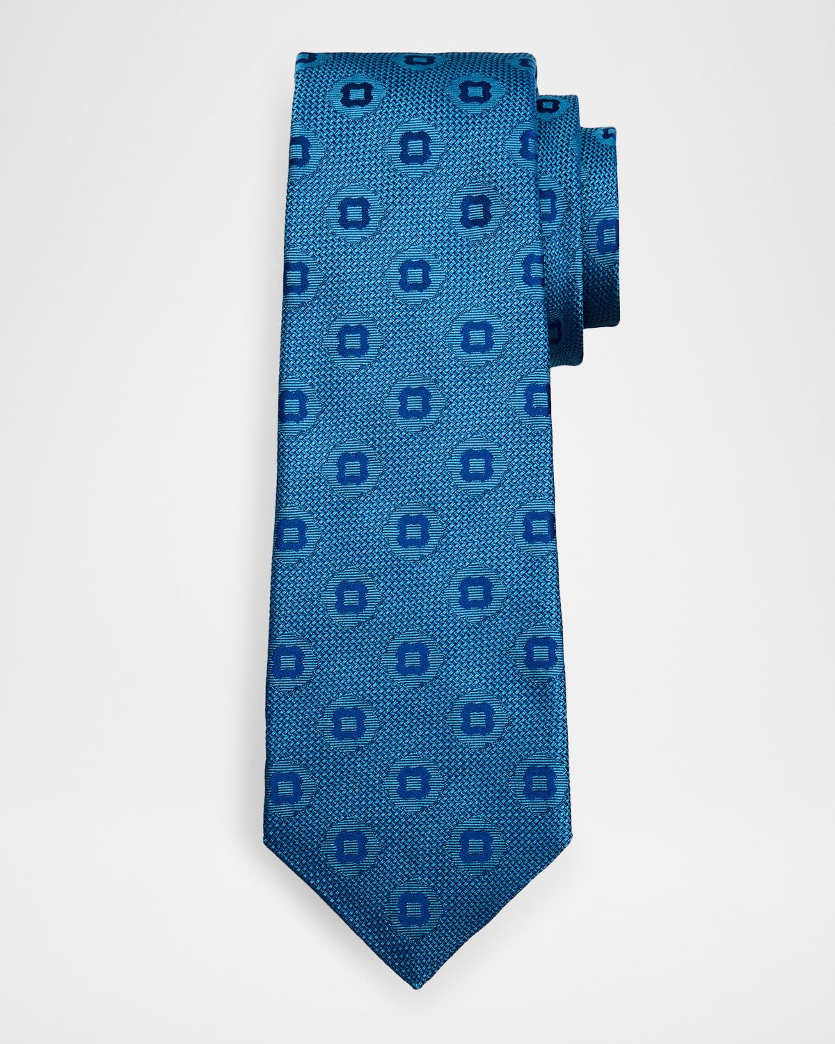 Men & apos;s Geometric Jacquard Silk 7-Fold Tie