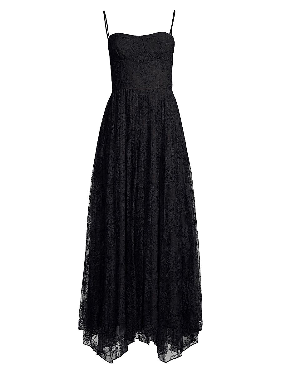 Women's Social Occasion Floral-Lace Gown - Black - Size 4