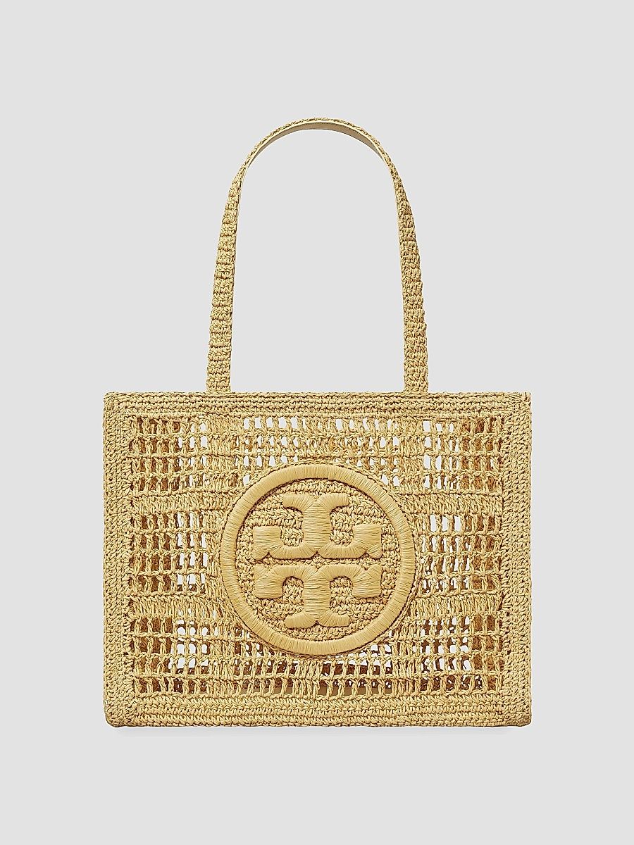 Tory Burch Women's Small Ella Crochet Straw Tote Bag - Natural