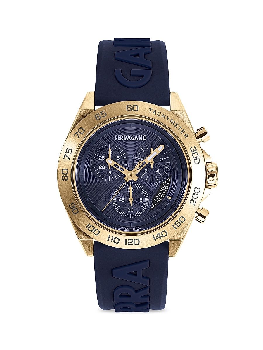 Men's Urban Chrono IP Yellow Gold Case & Silicone Strap Watch - Gold