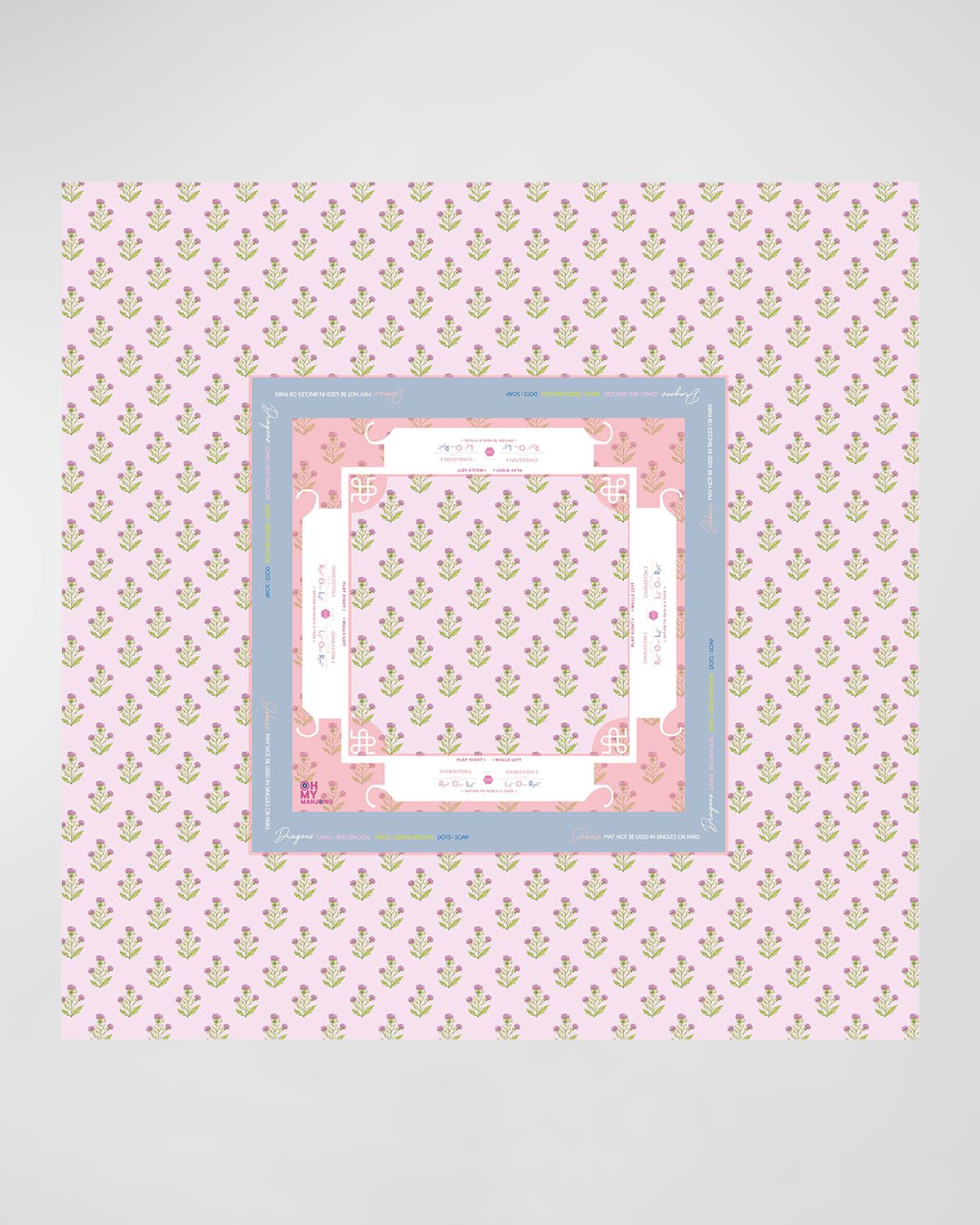 x Catherine Cartie Purple Thistle Instructional Mahjong Tablecloth, 56" Square