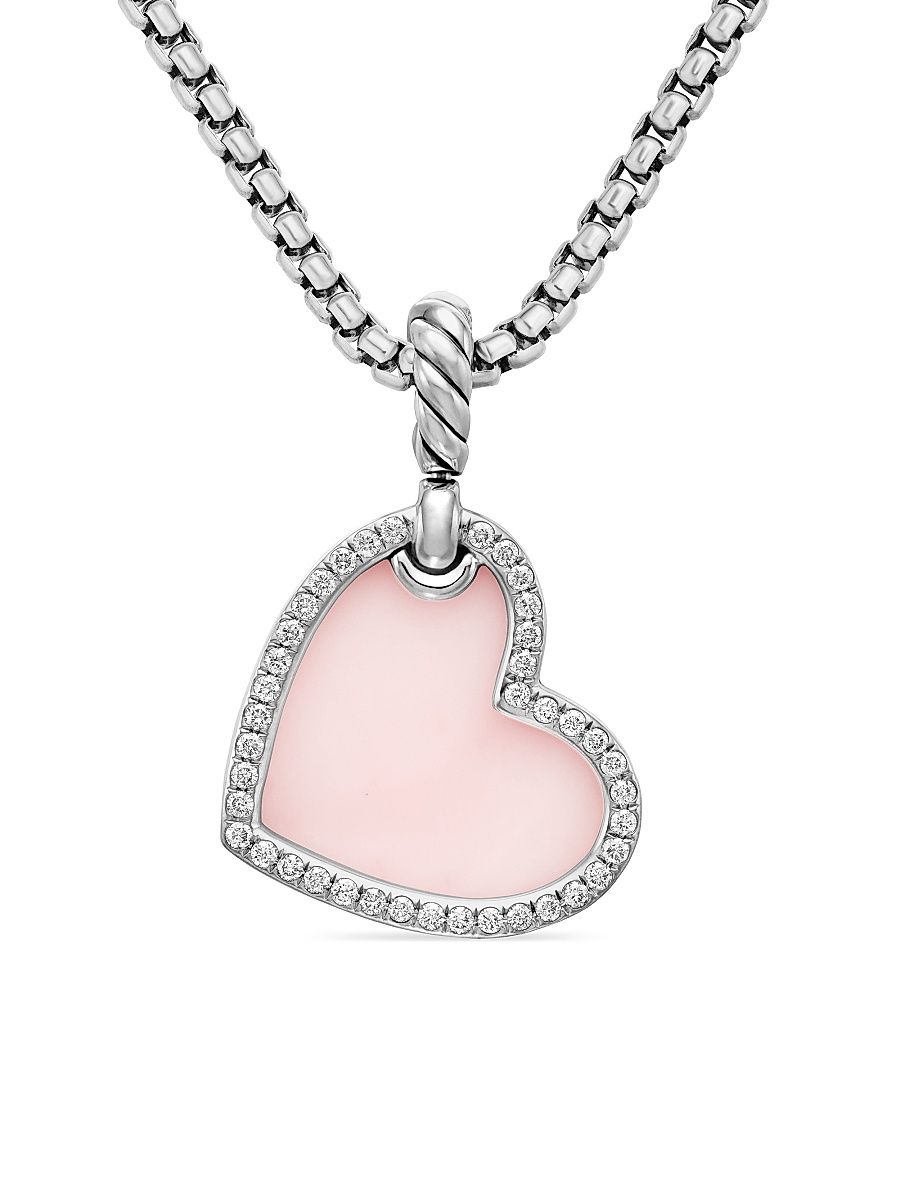 Women's DY Elements Heart Amulet in Sterling Silver - Pink Opal