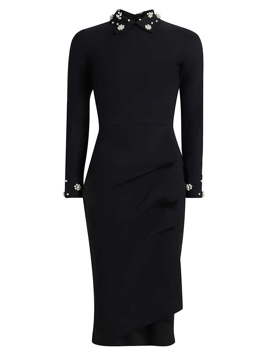 Women's Embellished Jersey Midi-Dress - Black - Size 8