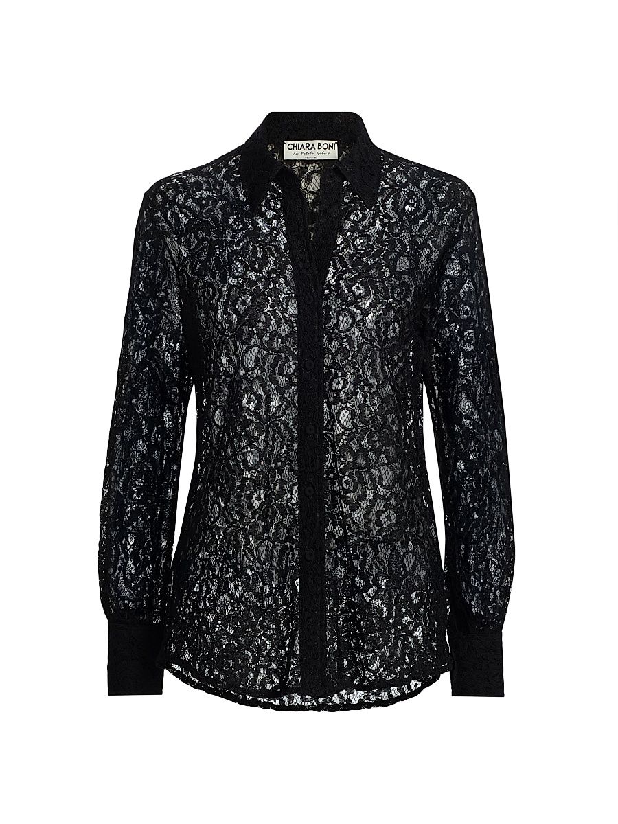 Women's Manal Lace Shirt - Black - Size 8