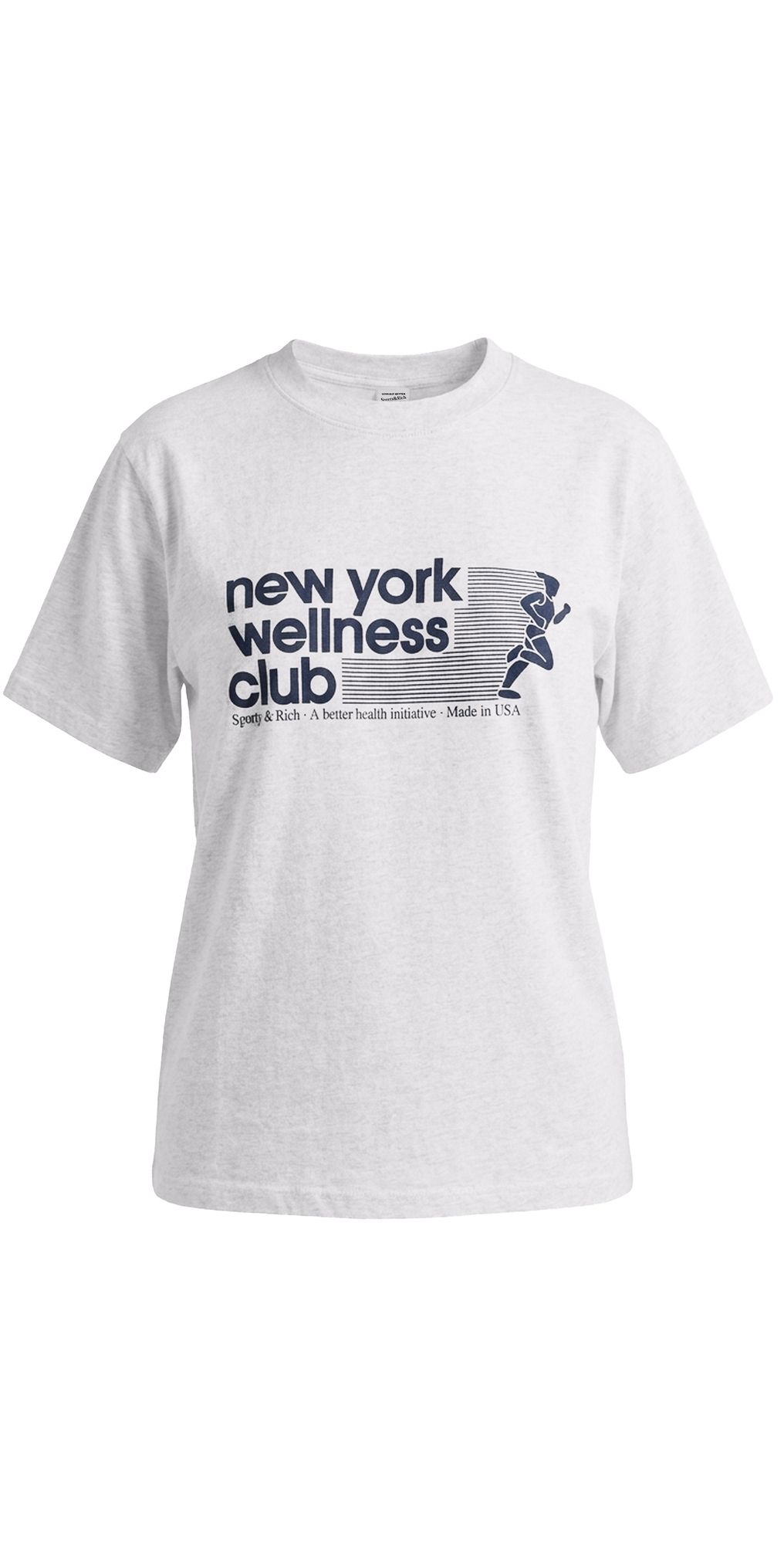 Sporty & Rich USA Wellness Club Tshirt Heather Grey Light Navy XXL