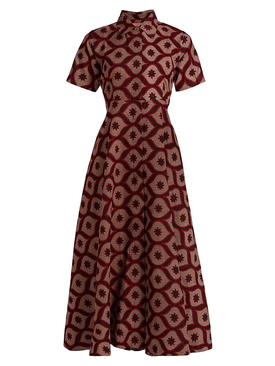 Women's Feyi Printed Midi-Dress - Red - Size XS