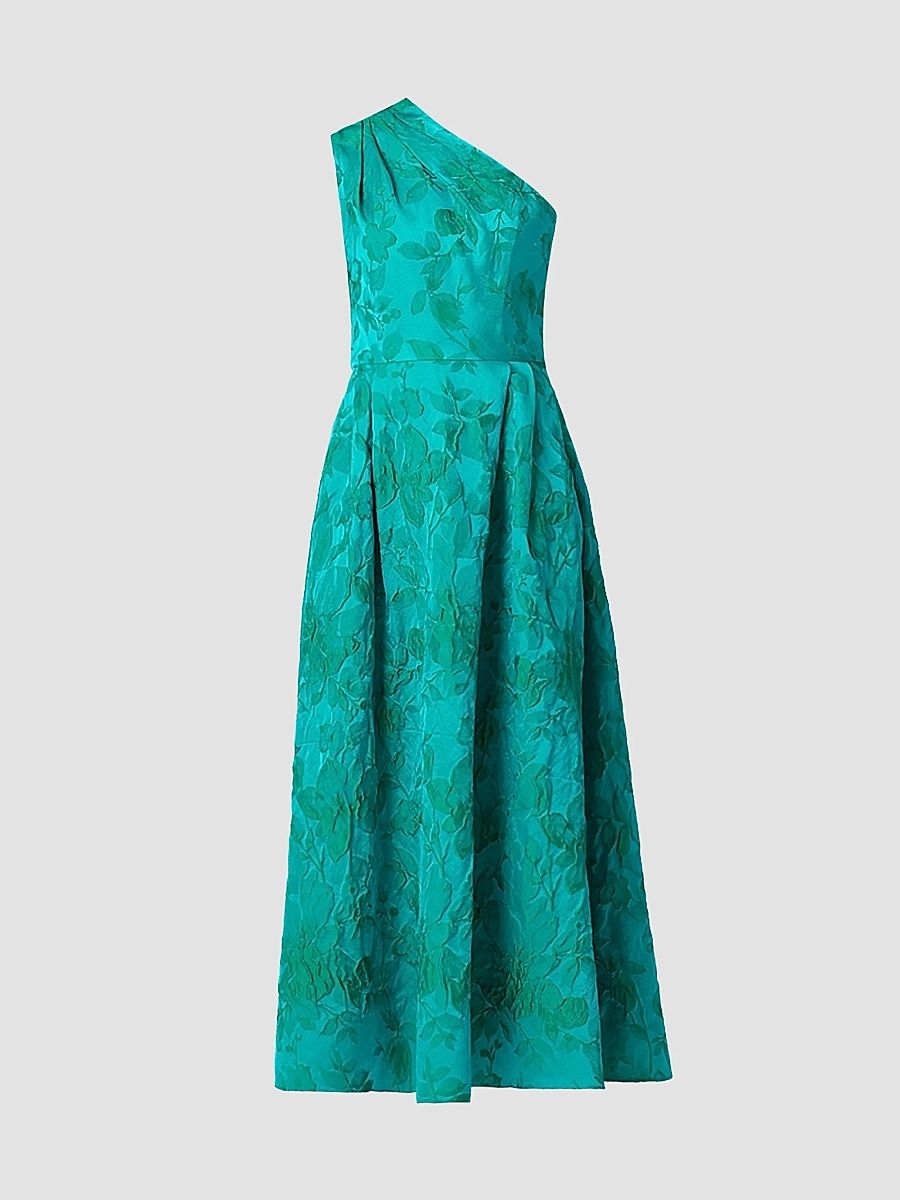 Shoshanna Women's Helen Jacqaurd One-Shoulder Cocktail Dress - Tourmaline - Size 14
