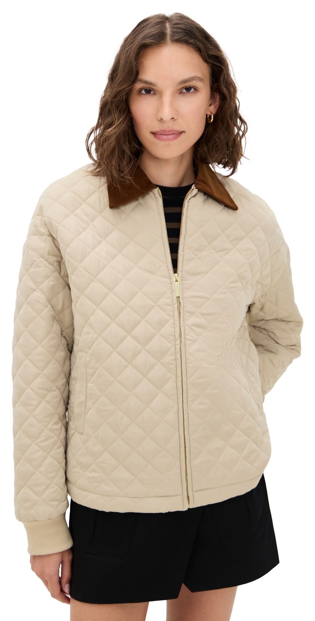 WAYF Quinn Quilted Barn Jacket Stone XL
