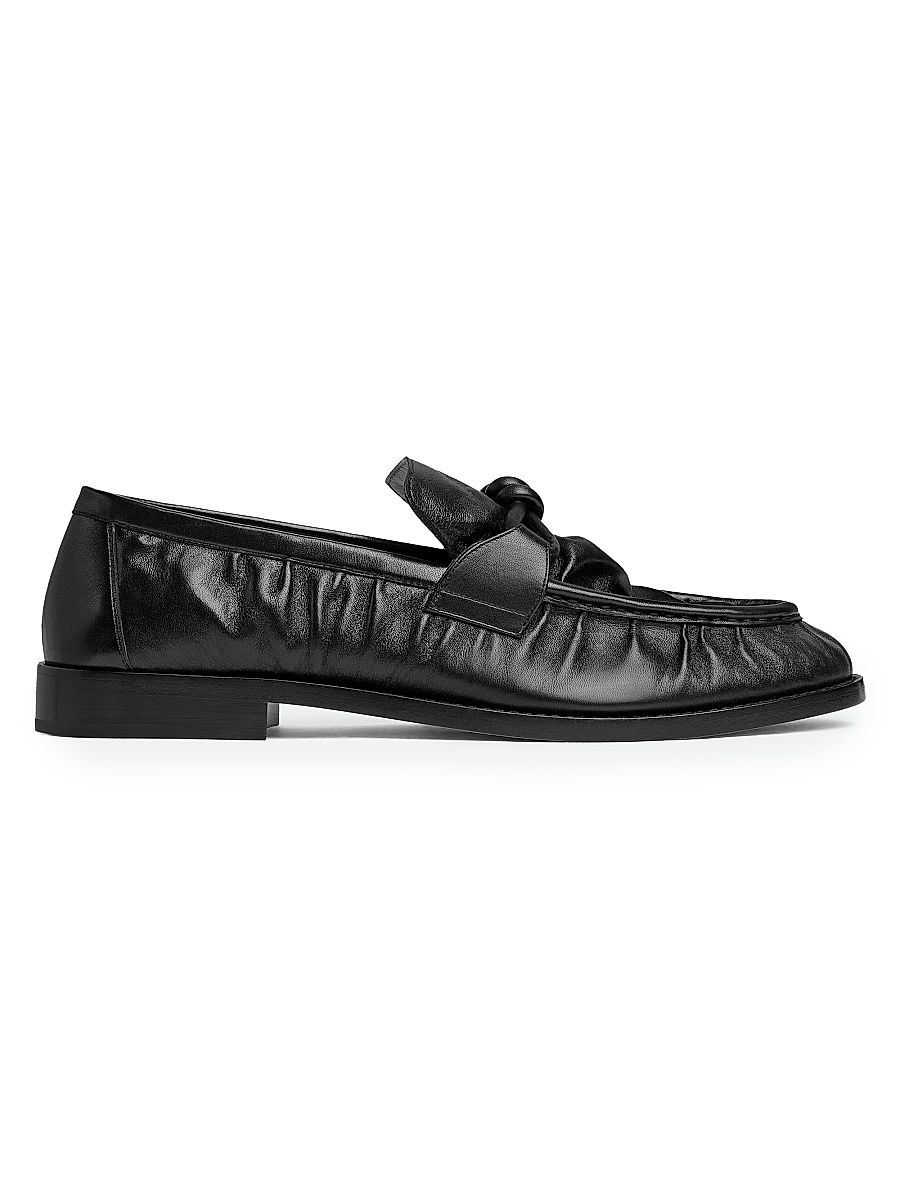 Women's Astaire Leather Knot Loafers - Black - Size 8