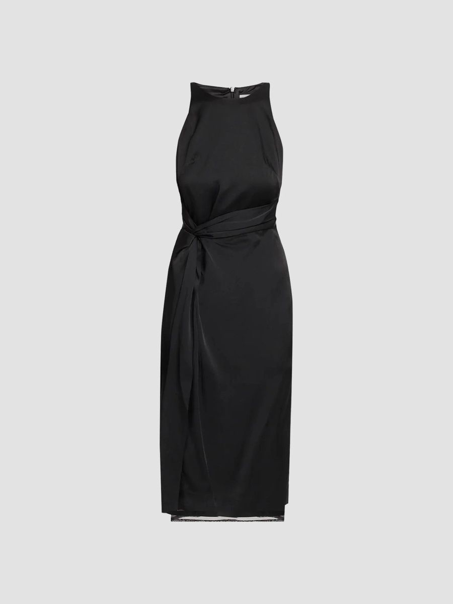 Women's Sarong Halter Midi Dress - Black - Size 2
