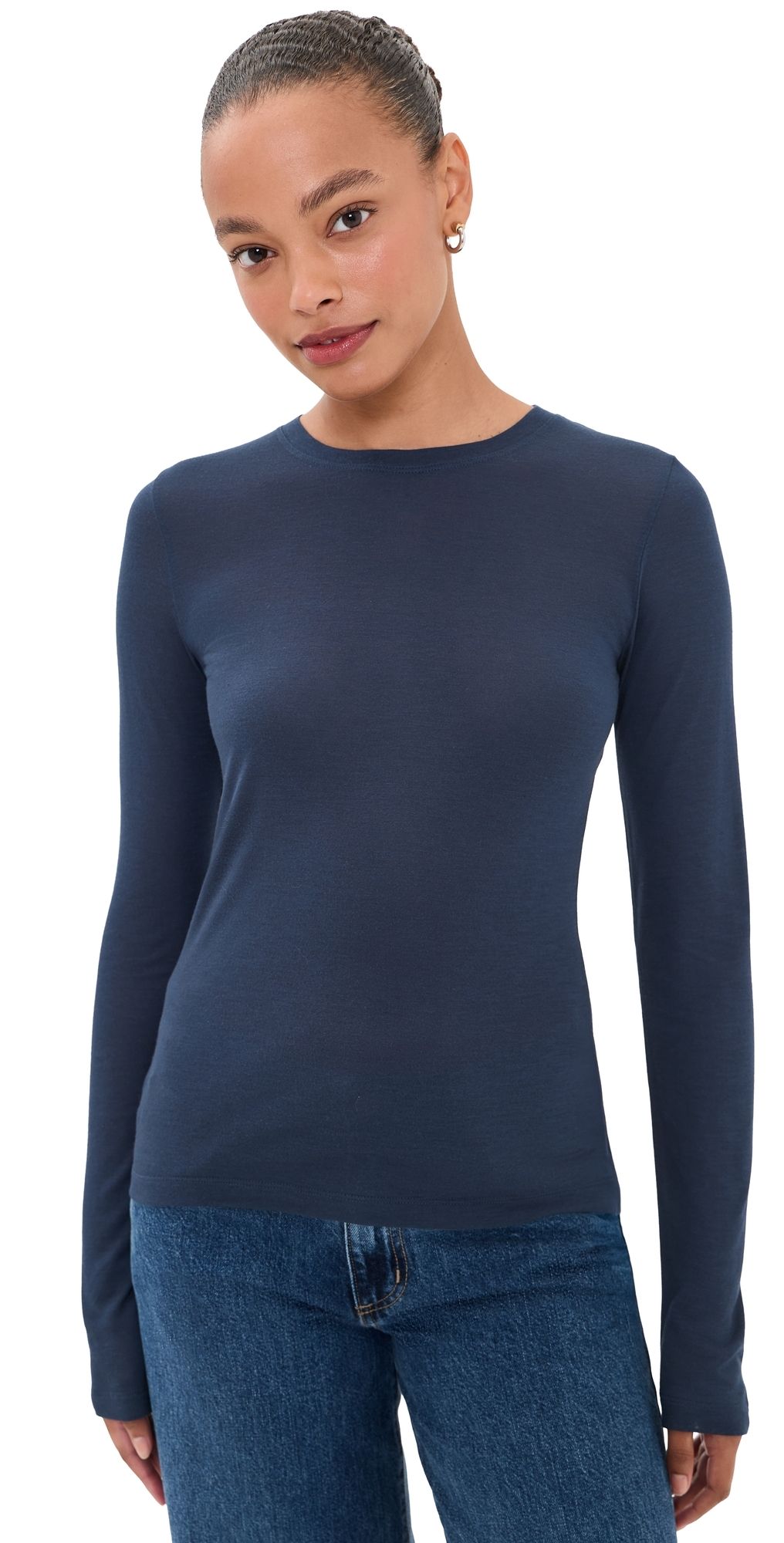 La Ligne Long Sleeve Feather Weight Tee Navy M