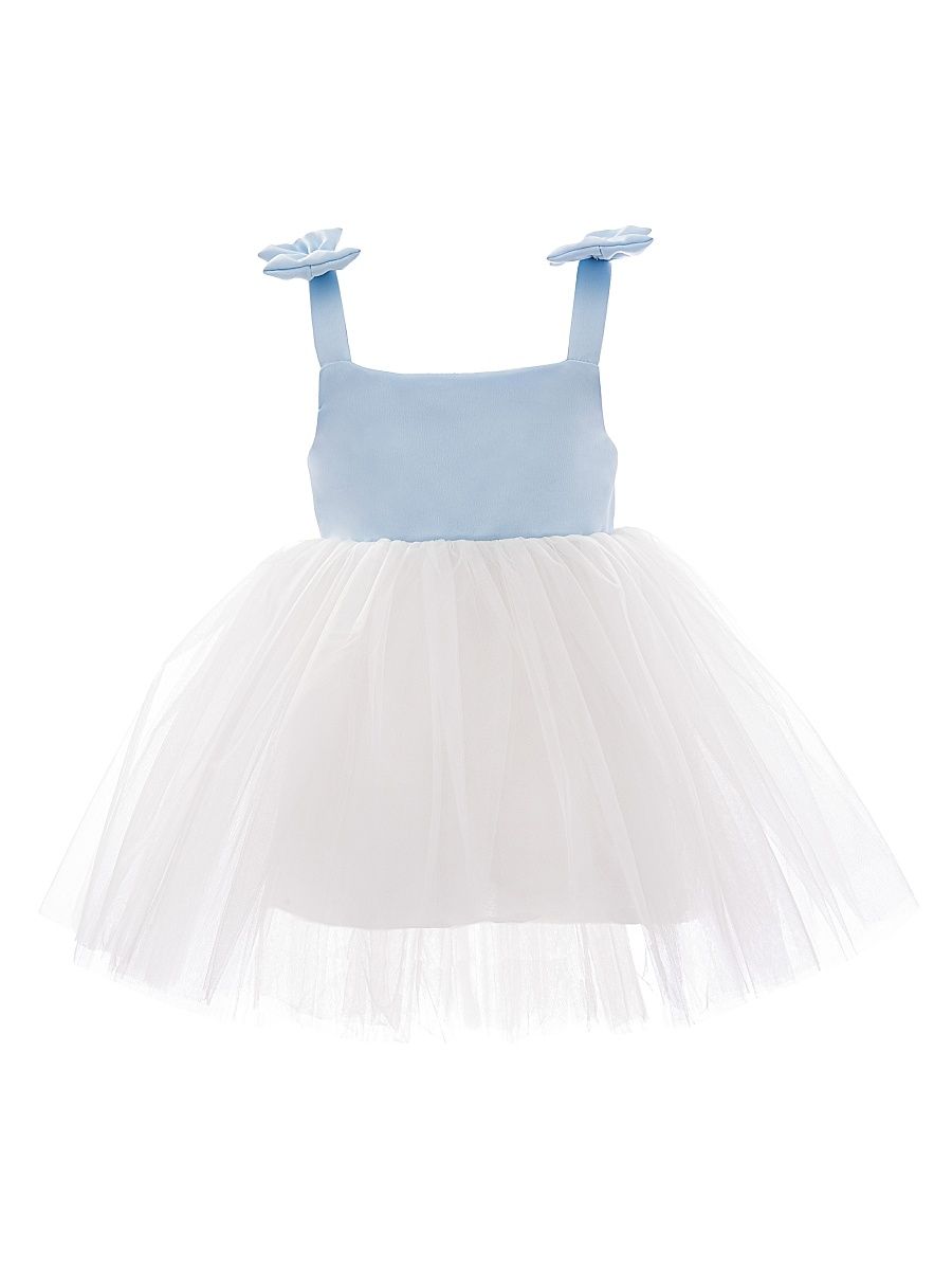 Little Girl's & Girl's Dress with Tulle Skirt - Blue - Size 7