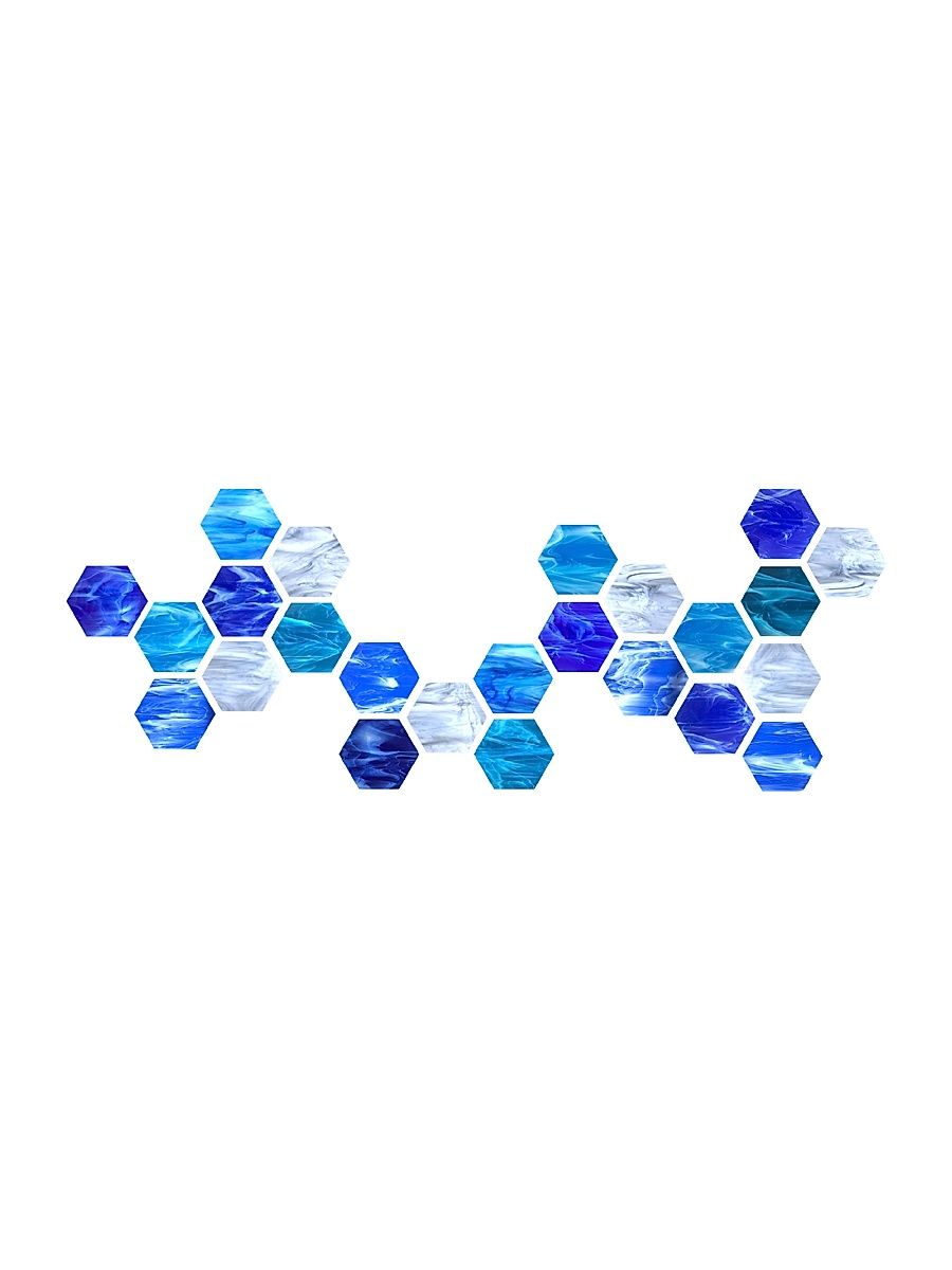 Block Series 25-Piece Water Hexagonal Glass Wall Sculpture - Blue