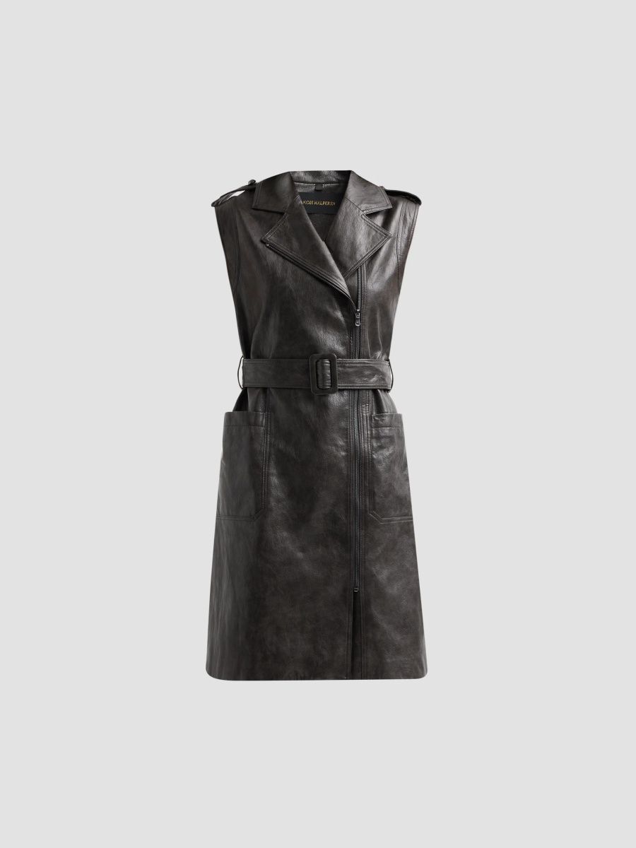 Kobi Halperin Women's Alexis Faux-Leather Trench Dress - Carbon - Size XS