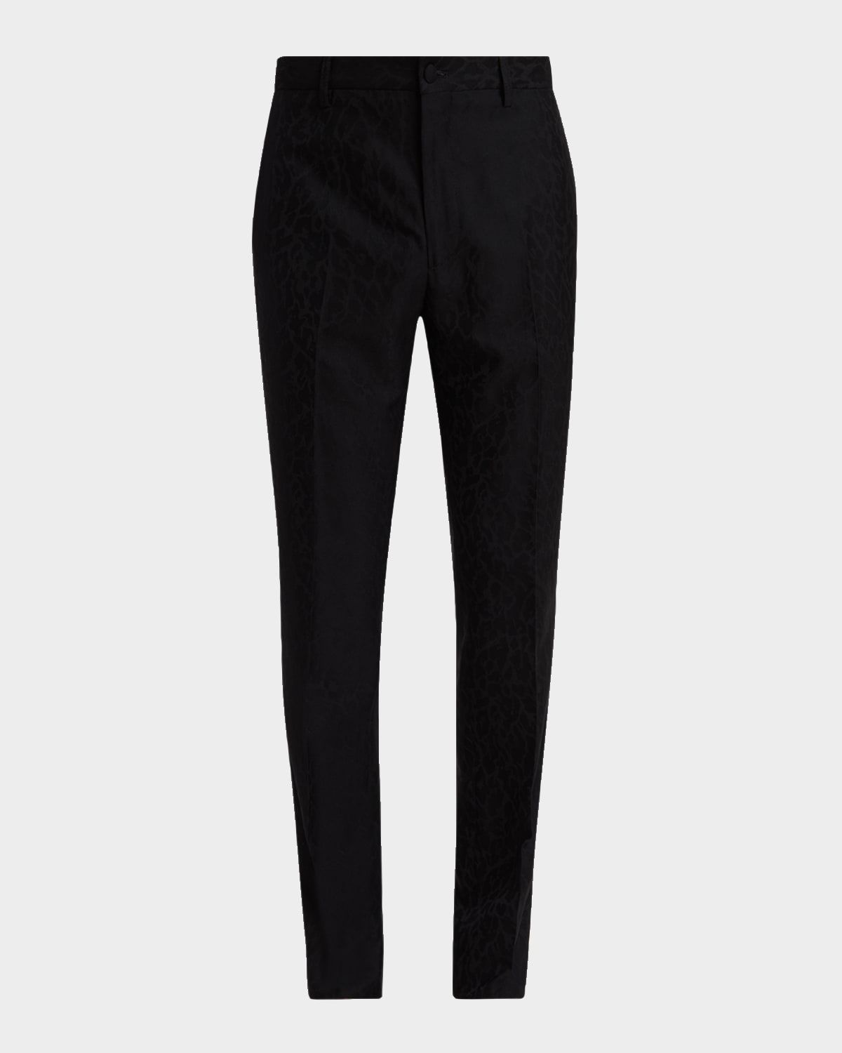 Men & apos;s Leopard-Jacquard Slim Fit Trousers