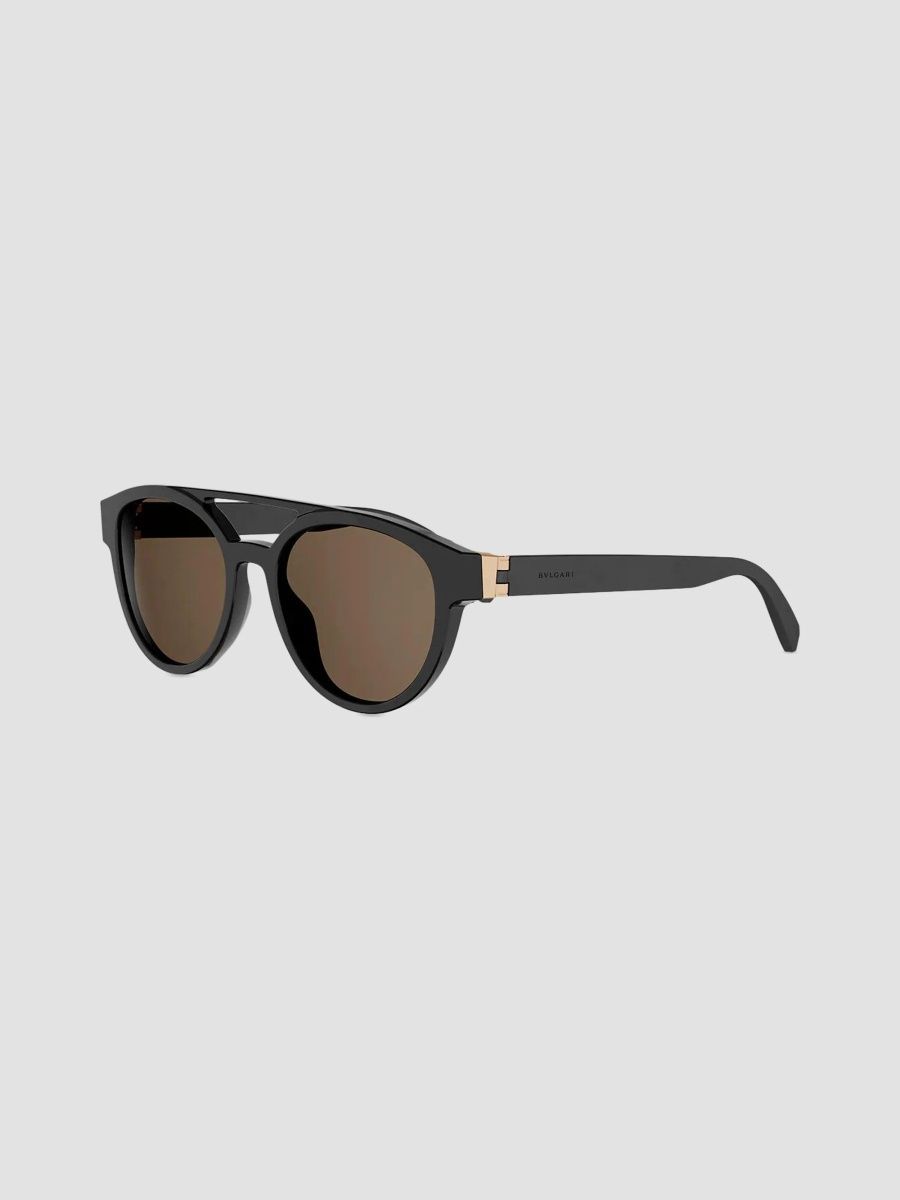 BVLGARI Men's Aluminium 54MM Round Sunglasses - Black Brown