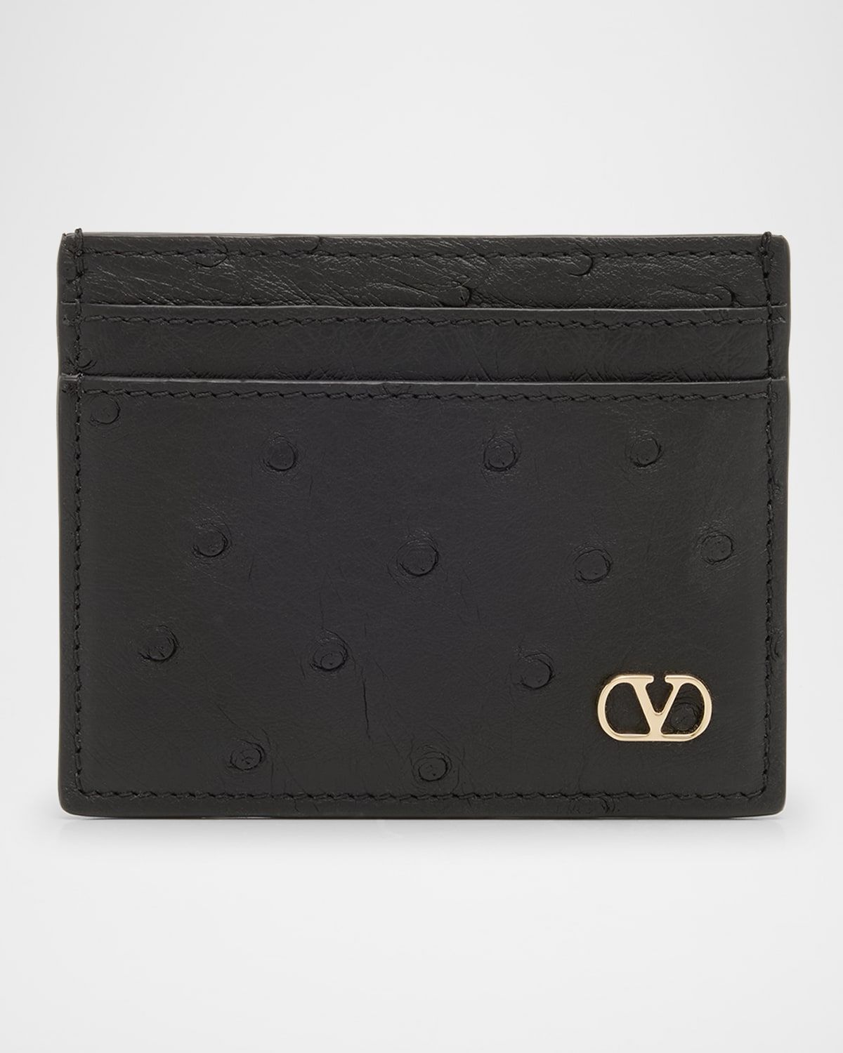 Men & apos;s Ostrich-Effect VLogo Card Holder
