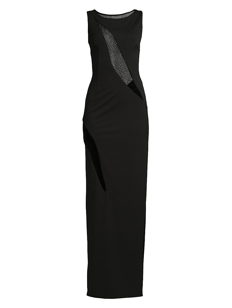 Women's Mesquite Mesh-Insert Column Gown - Black - Size Large
