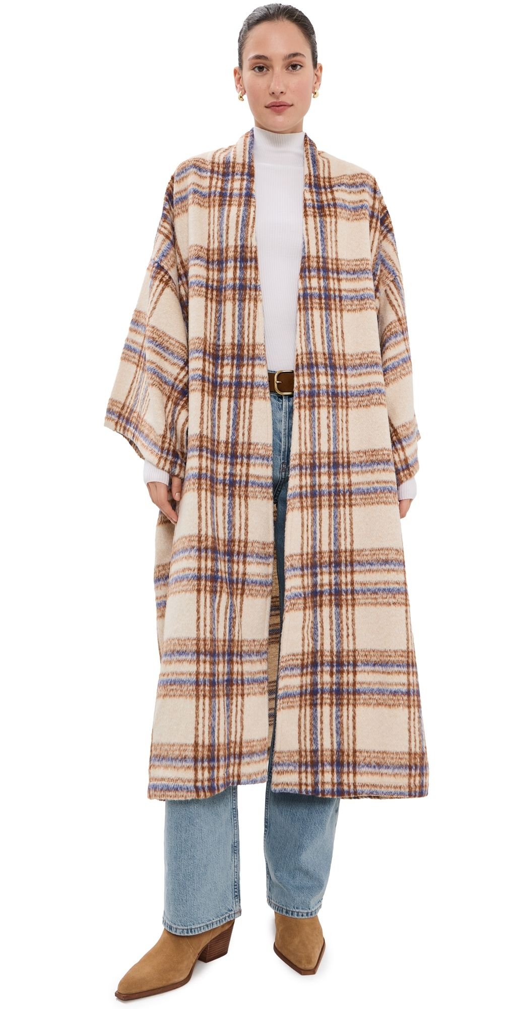 La Vie Style House Maxi Duster Cardigan Beige One Size