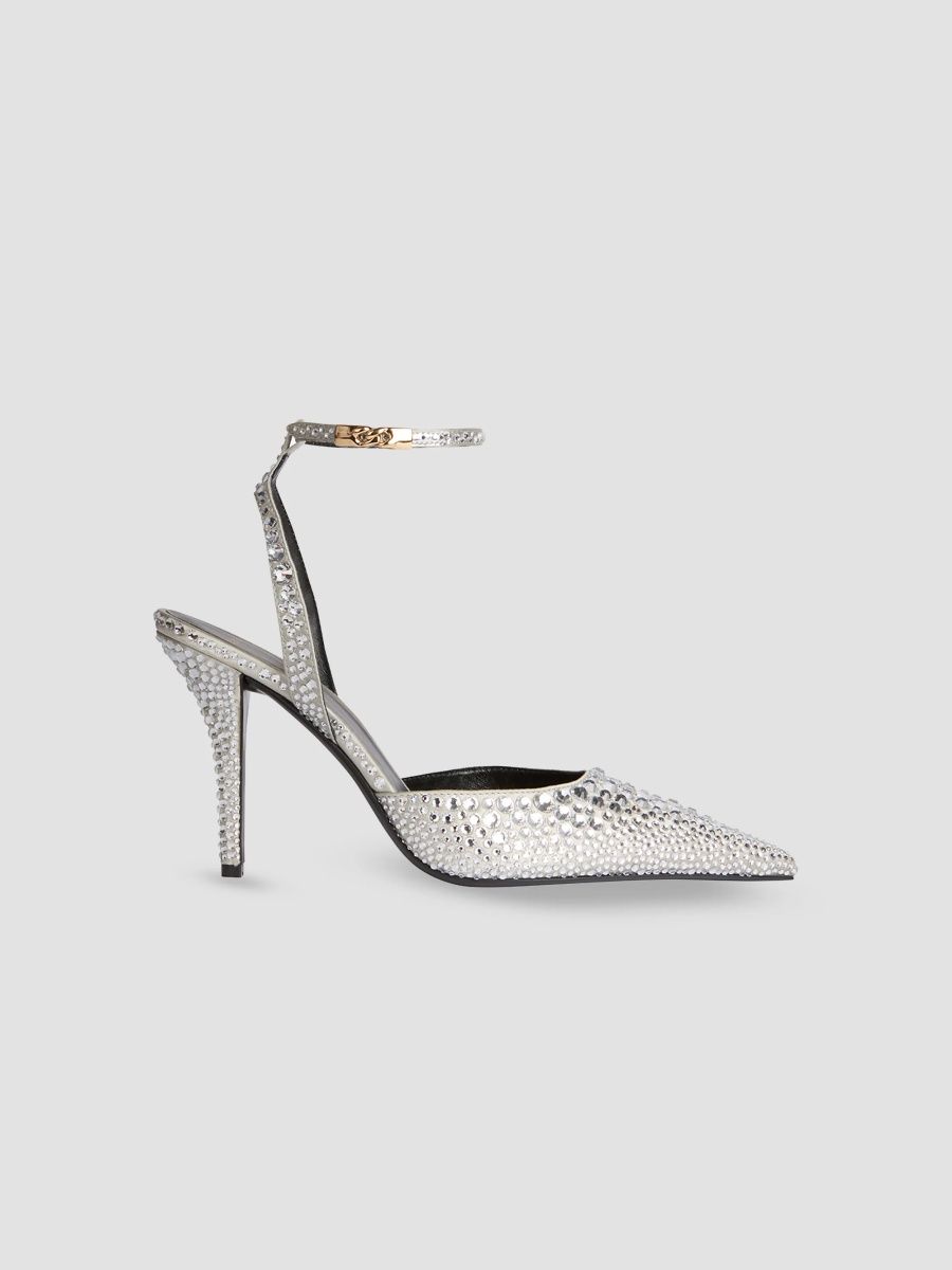 Balmain Women's Crystal Embellished 95MM Satin Pumps - Crystal - Size 5