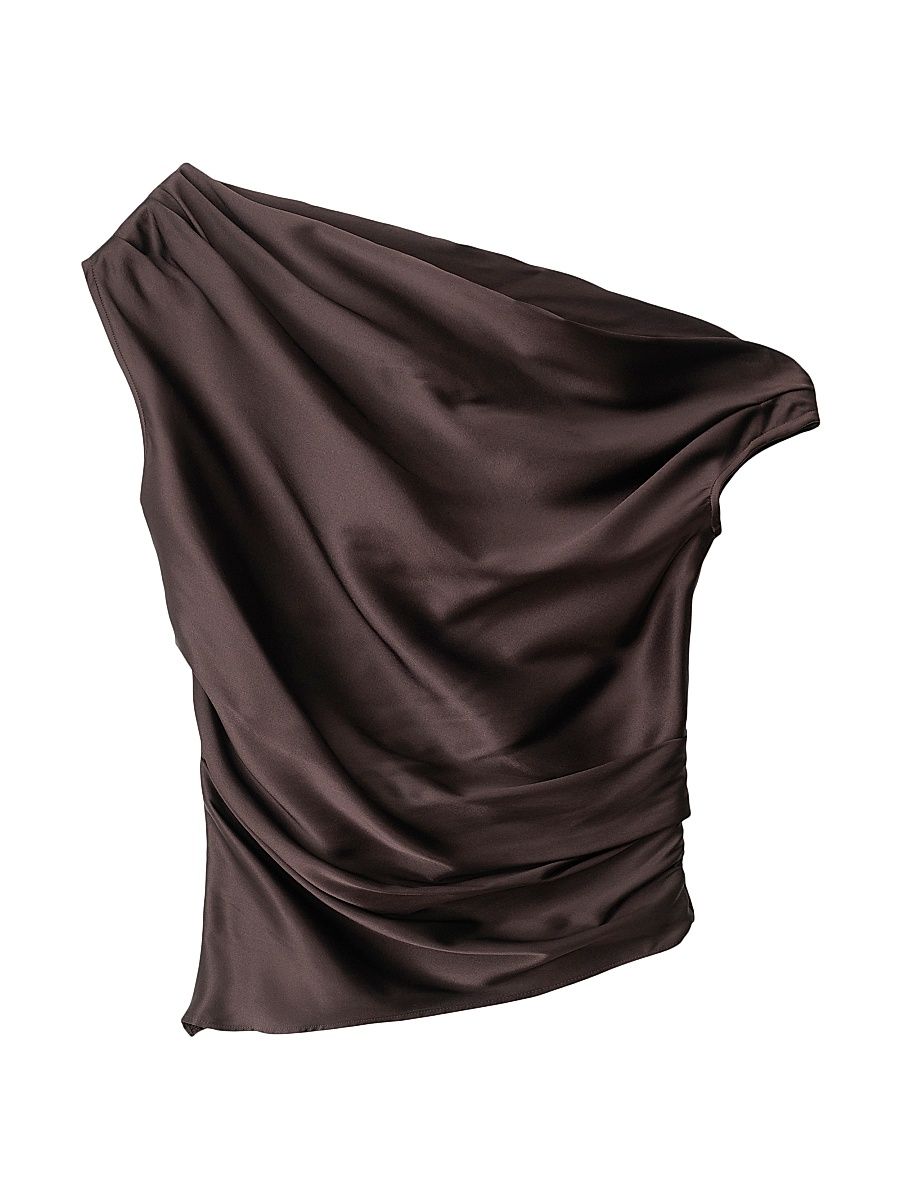 Women's Phare Stretch-Silk One-Shoulder Top - Earth - Size 12