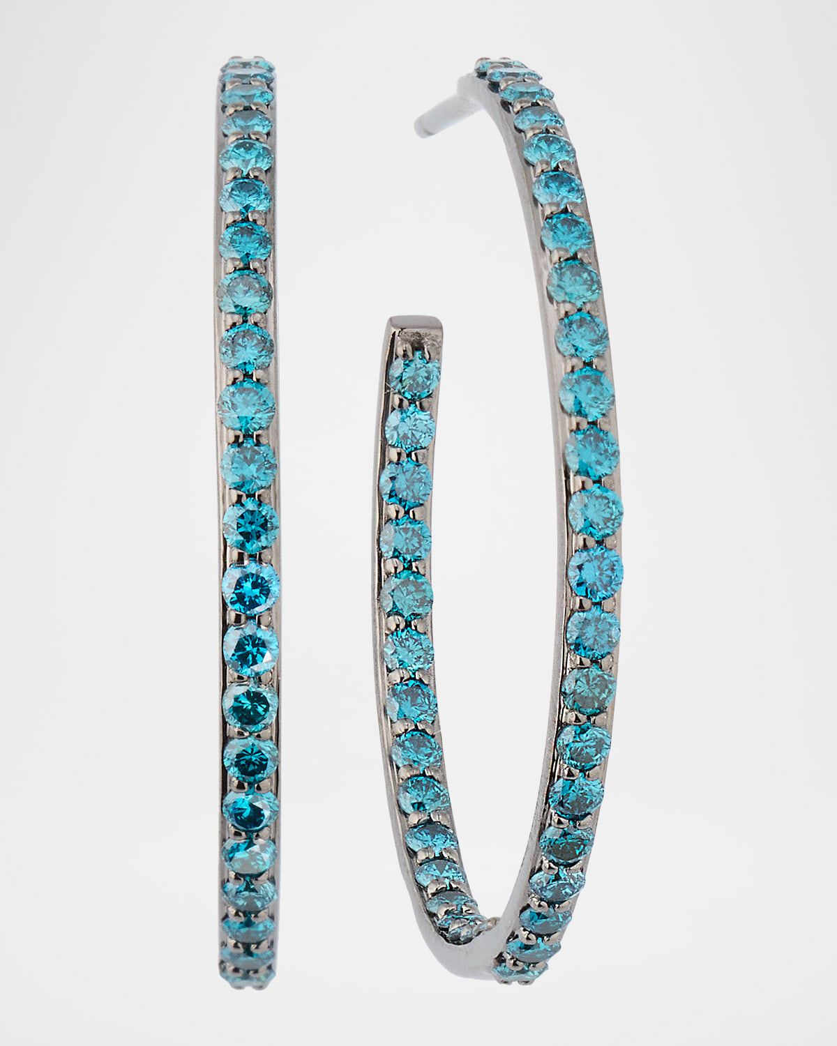 Small Denim Blue Diamond Hoop Earrings, 28mm