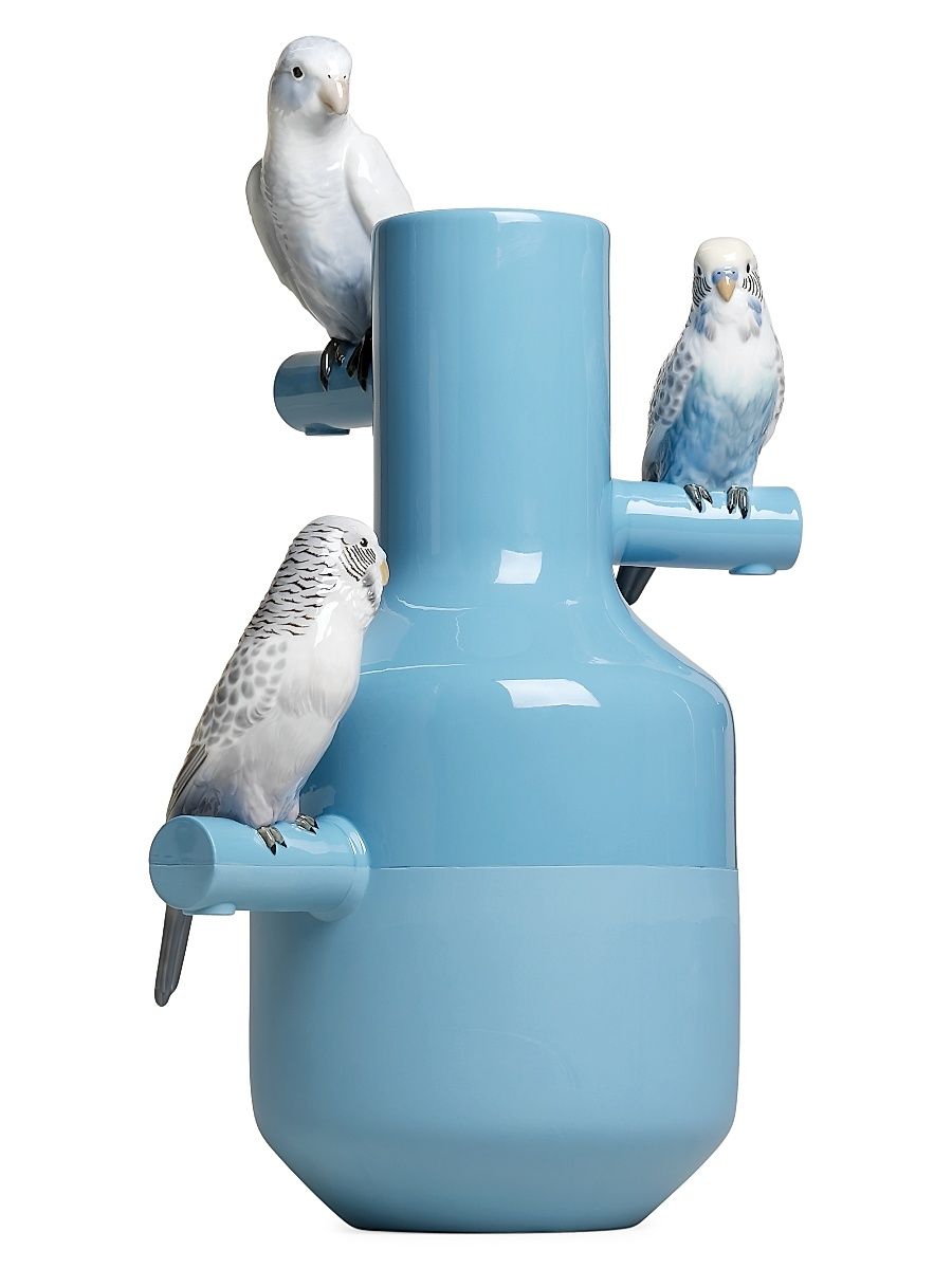 Porcelain Parrot Paradise Vase - Blue