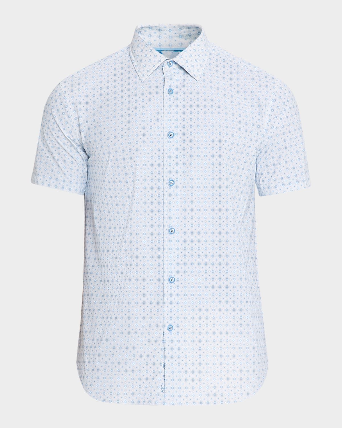 Men & apos;s Brompton Geometric Stretch Nylon Short-Sleeve Shirt